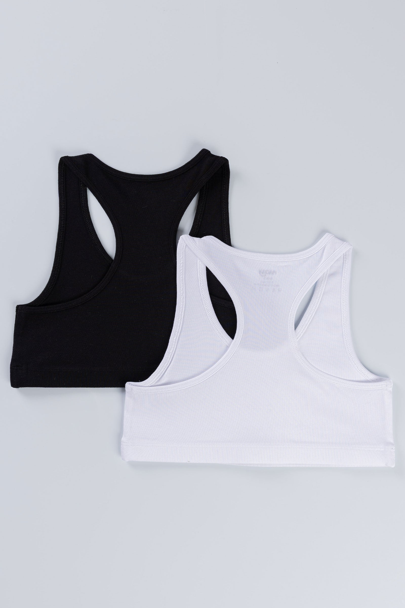 WHITE & BLACK GIRLS RACER BACK TRAINER BRA - PACK OF 2