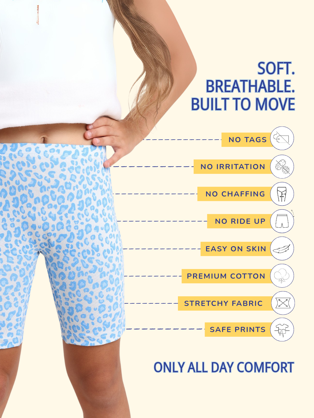 2-Pack Girls  Inner Shorts -White, Pink