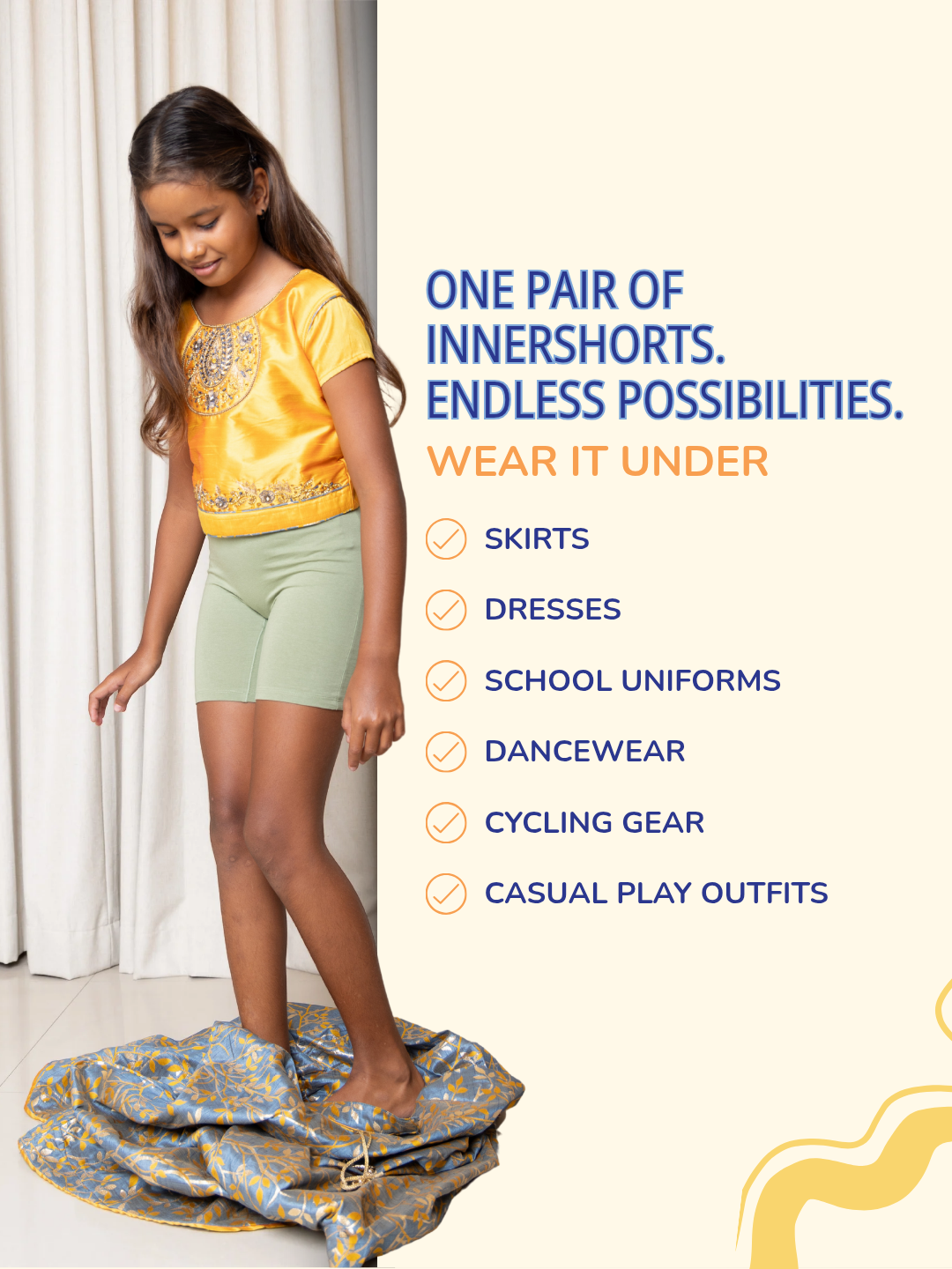 2-Pack Girls Inner Shorts - Black, White