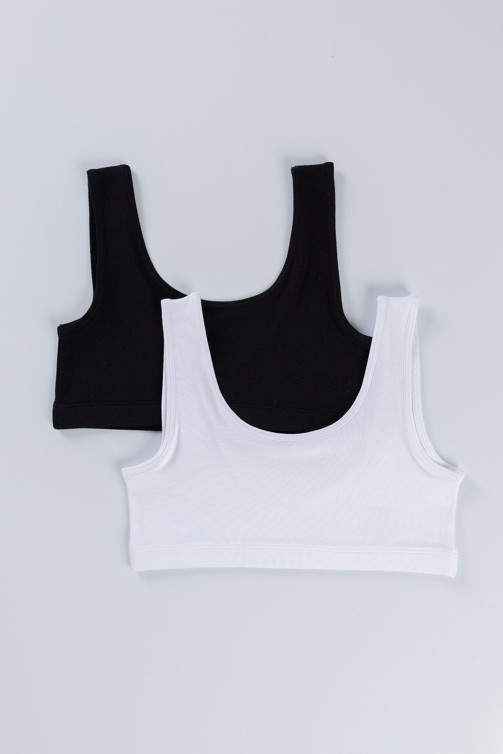 BLACK AND WHITE GIRLS SCOOP BACK TRAINER BRA - PACK OF 2