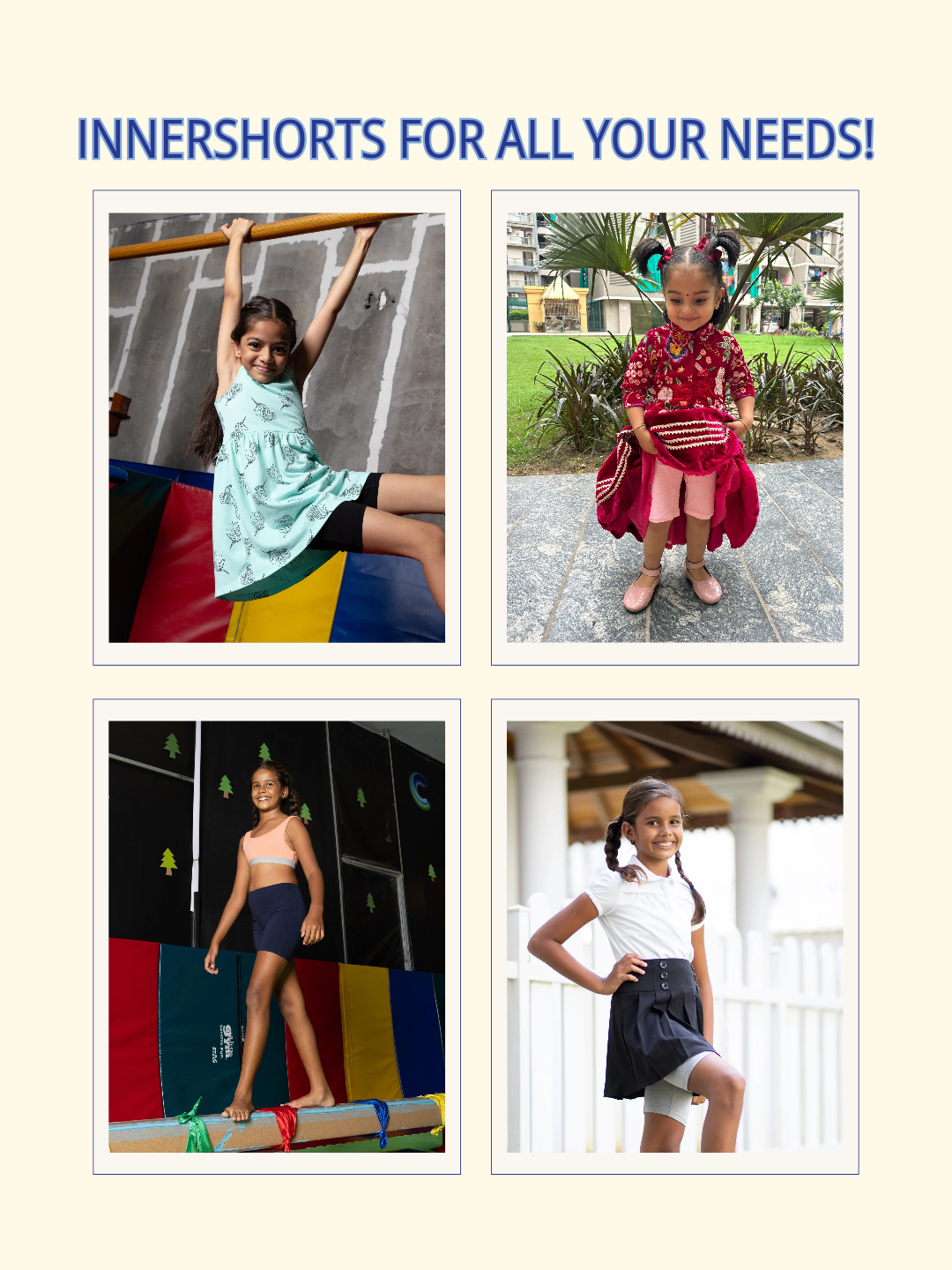 2-Pack Girls  Inner Shorts -White, Pink