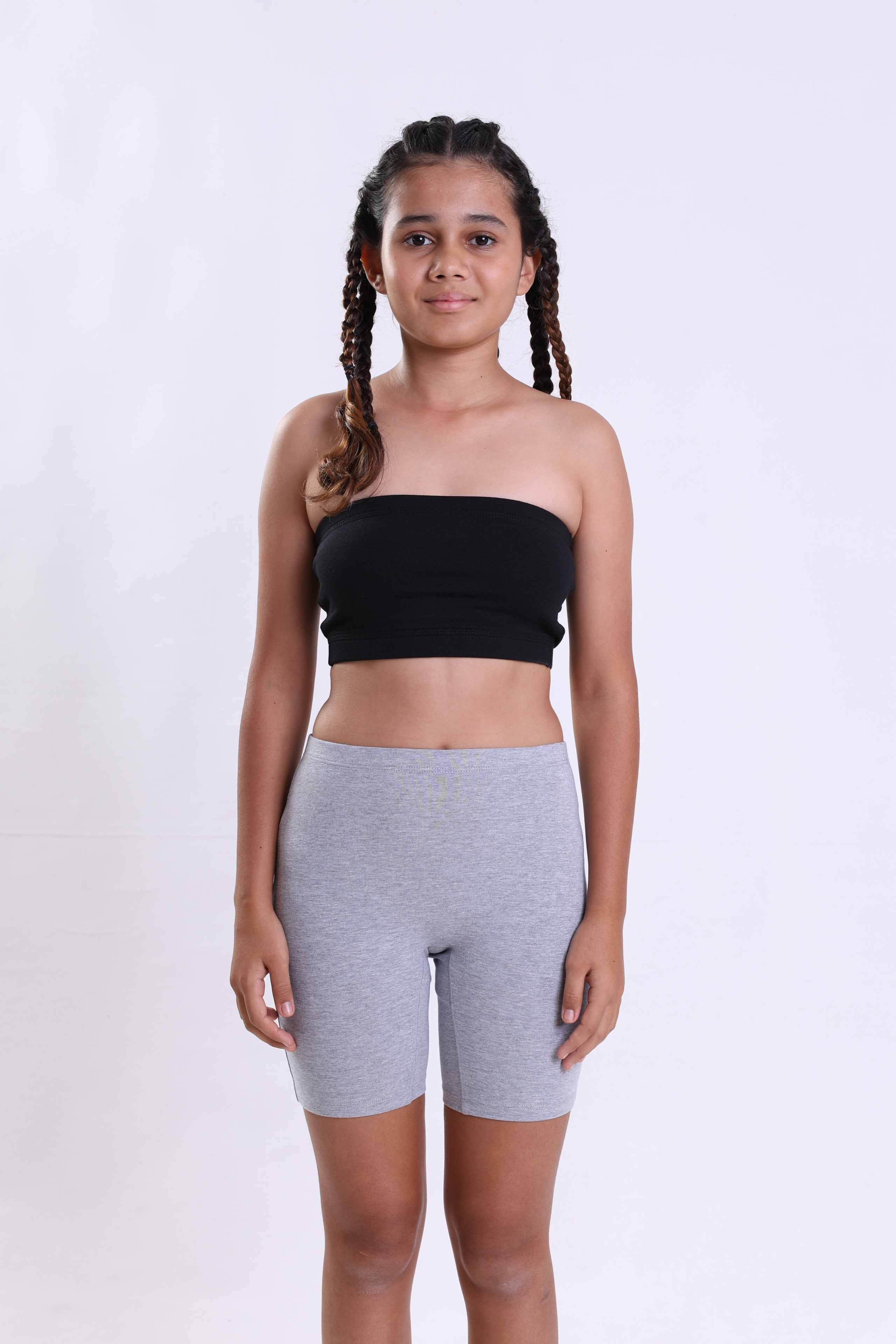 WHITE GREY MARL GIRLS INNER SHORT  - PACK OF 2