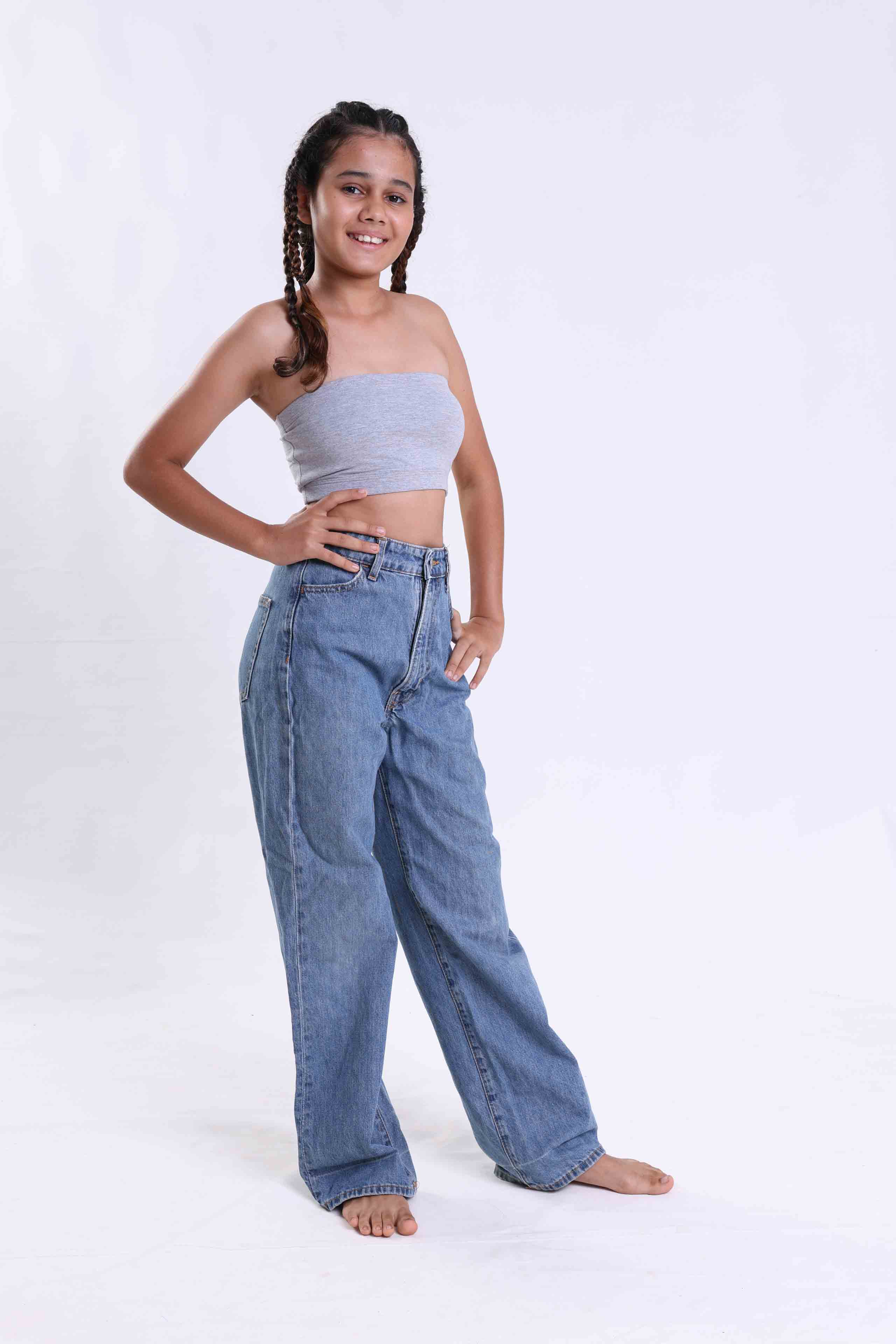 GREY MARL BLACK TUBE BRA - PACK OF 2