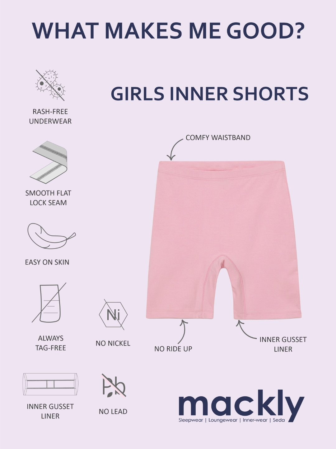 2-Pack Girls Inner Shorts - Gray