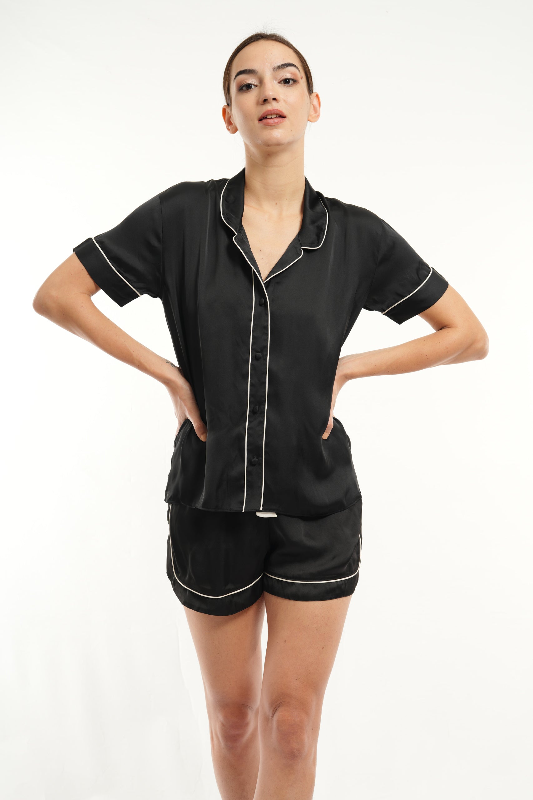 PJ S/S SHORT SET - BLACK