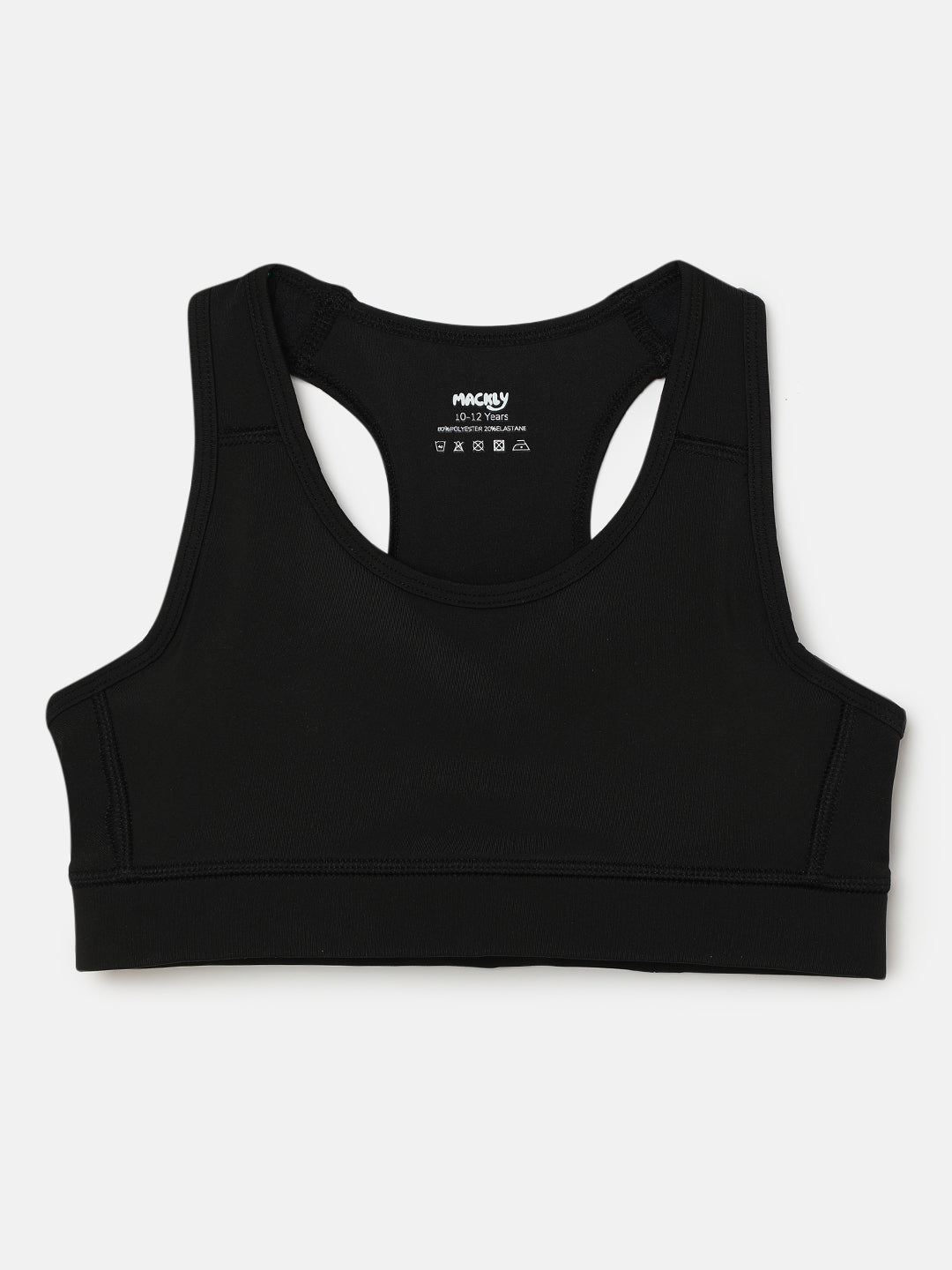 GIRLS' BLACK SPORTS BRA