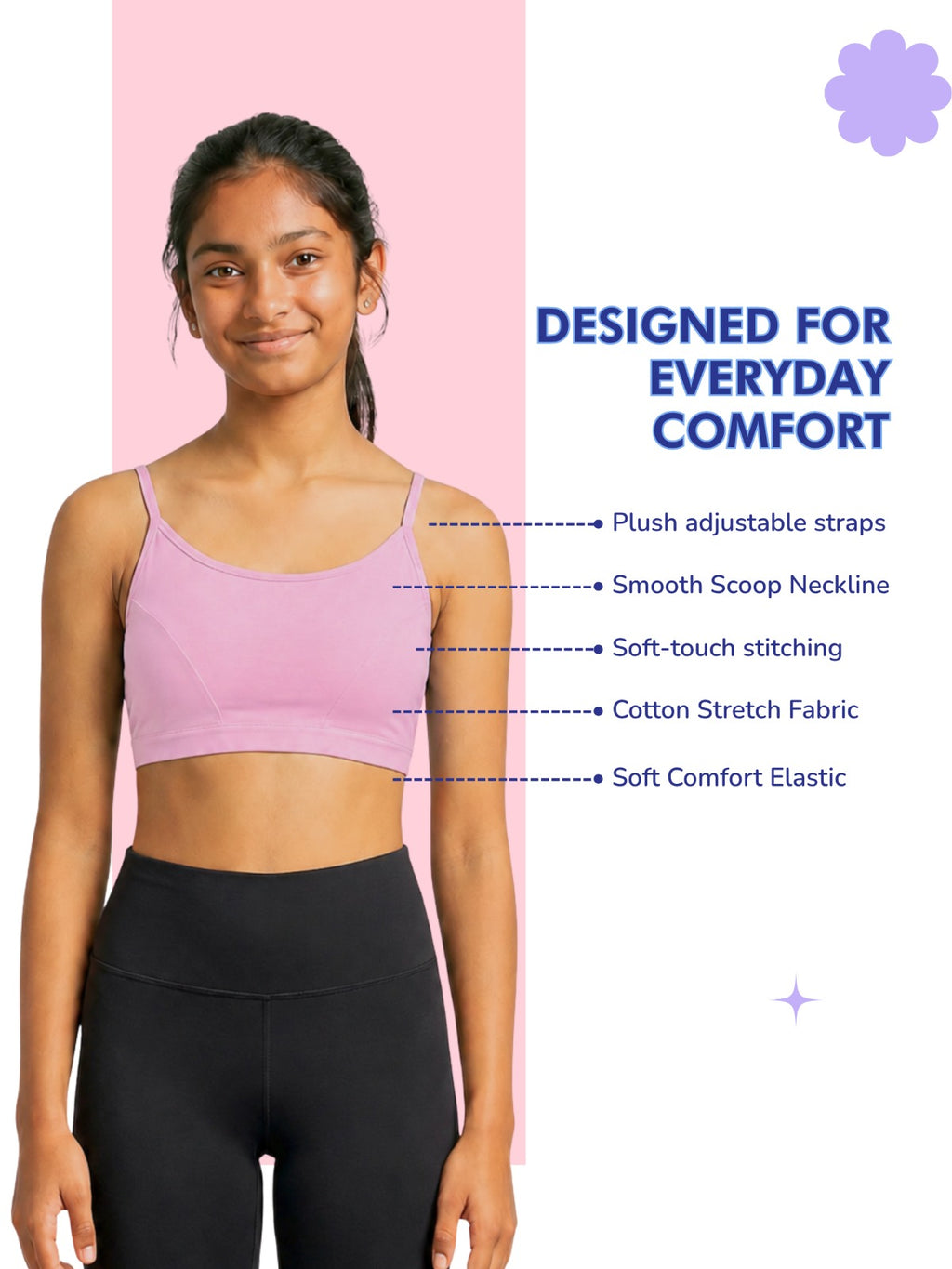 PINK GIRLS FIRST BRA CROP TOP