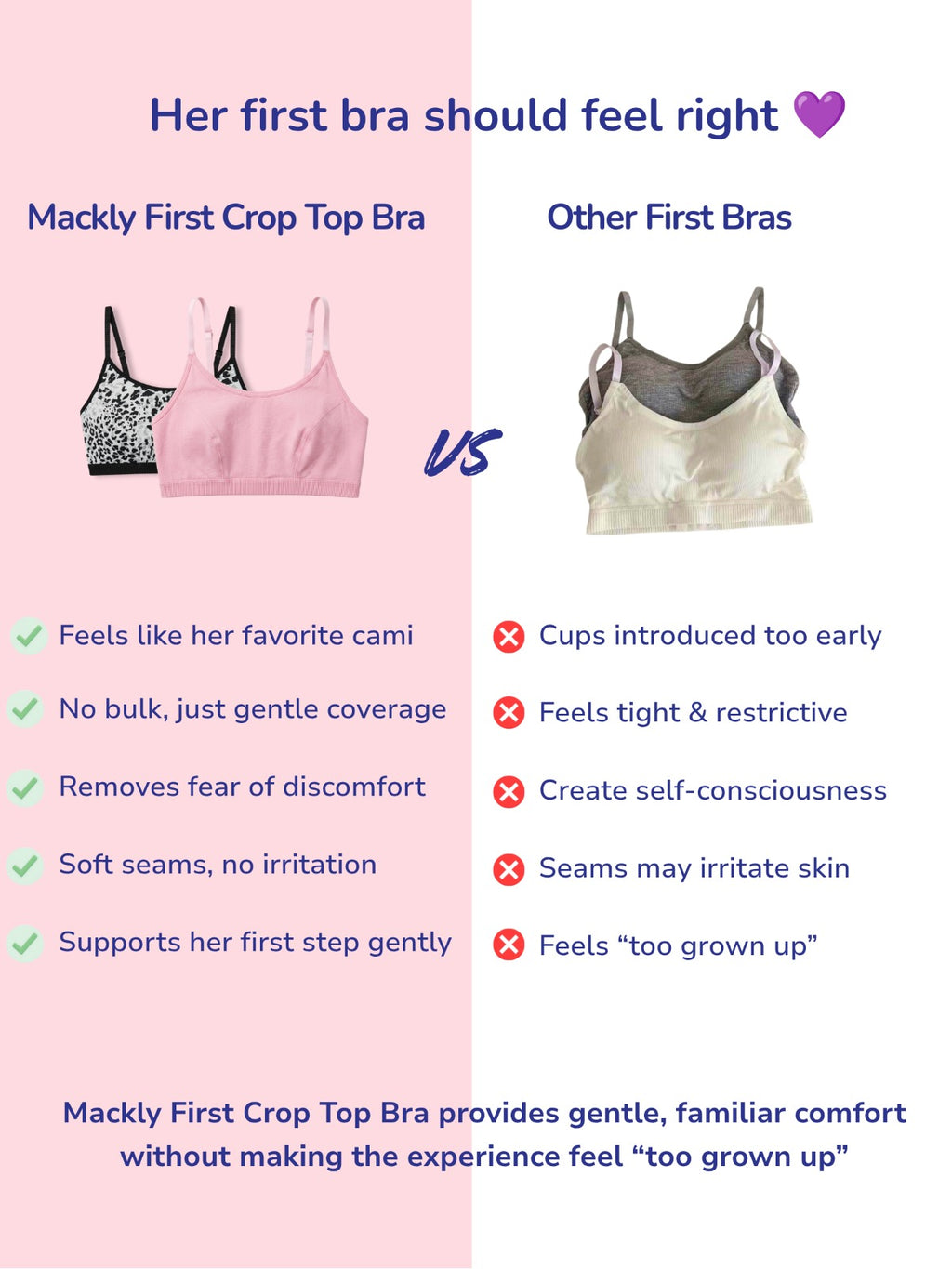 PINK GIRLS FIRST BRA CROP TOP