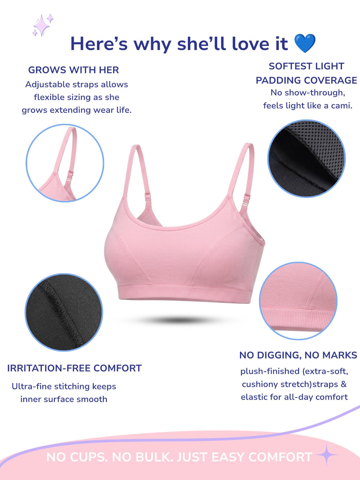PINK GIRLS FIRST BRA CROP TOP