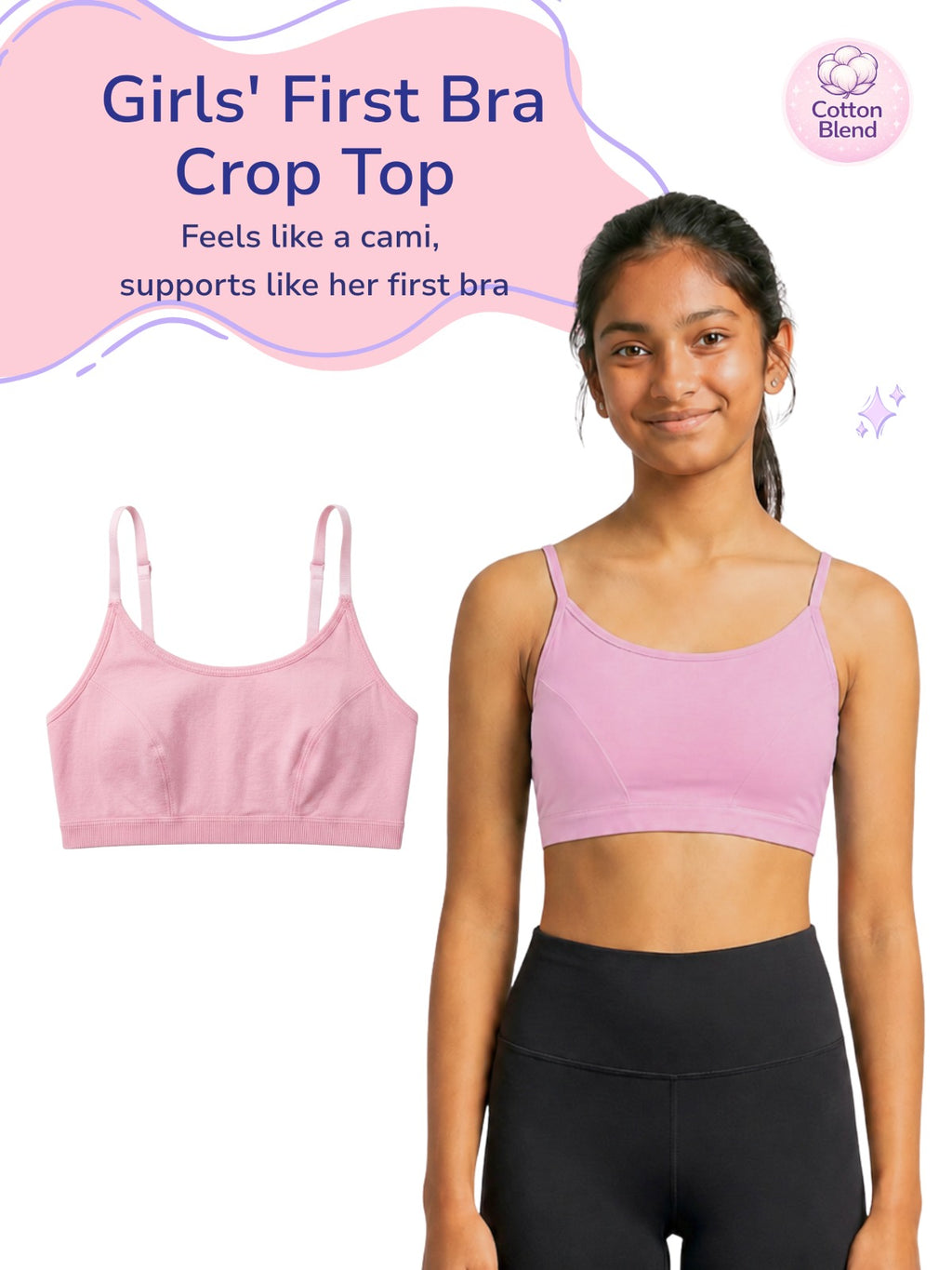 PINK GIRLS FIRST BRA CROP TOP