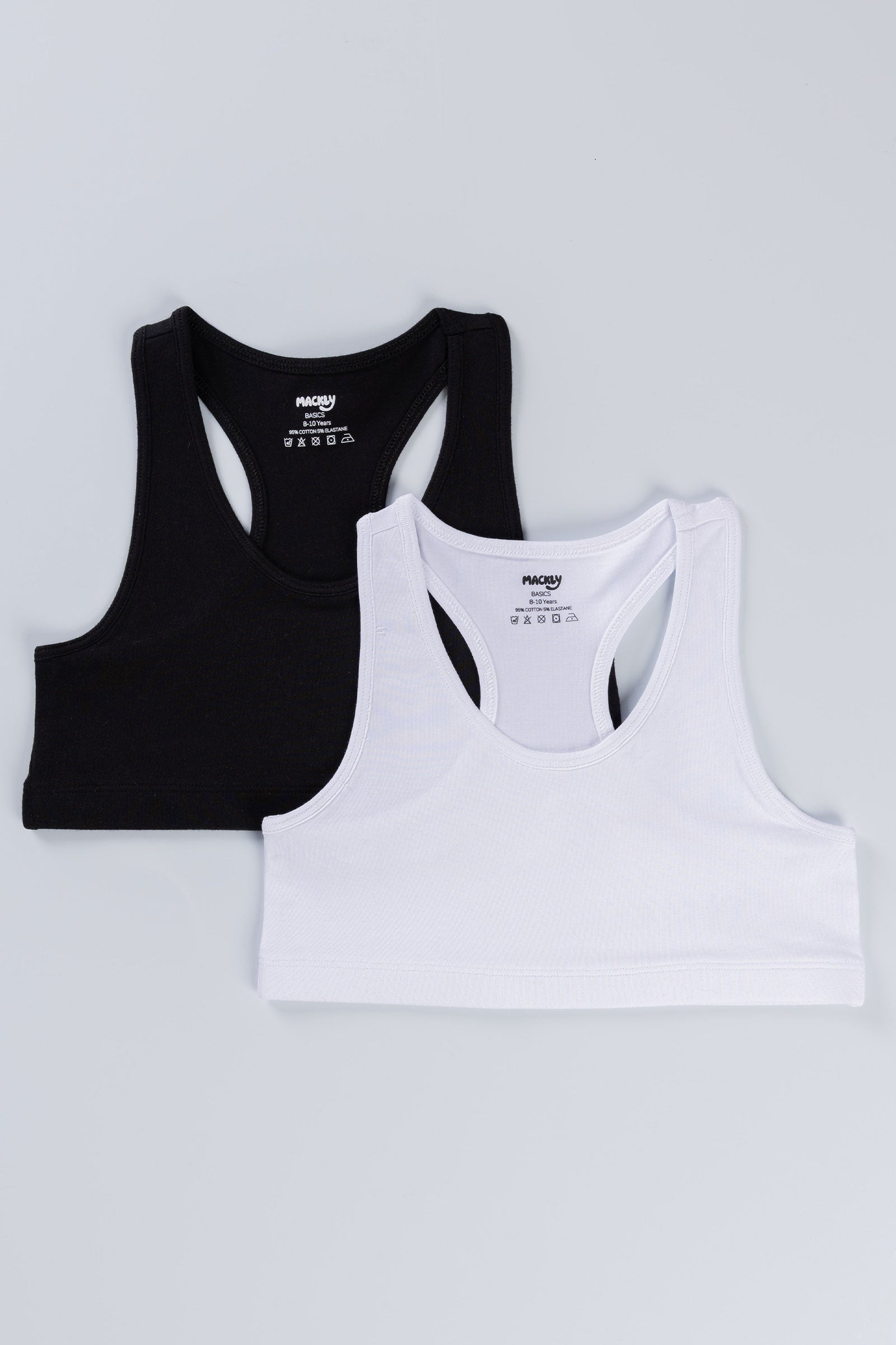 WHITE & BLACK GIRLS RACER BACK TRAINER BRA - PACK OF 2