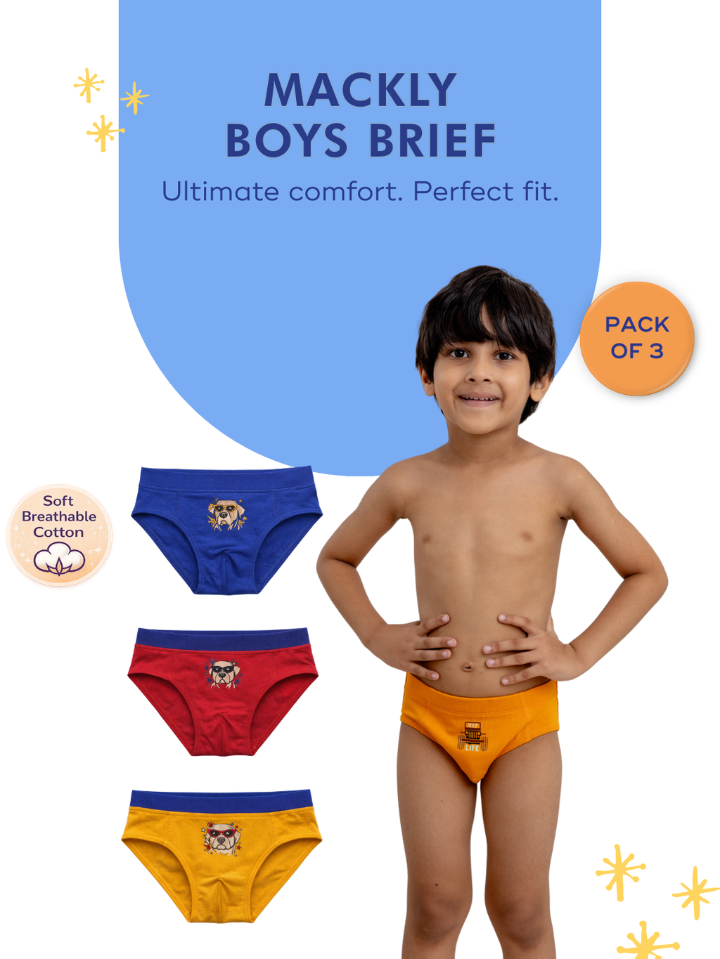 COOL PUP KIDS BOYS BRIEF – 3 PACK