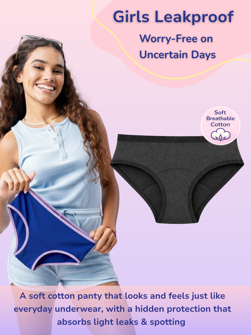 CHARCOAL GIRLS MID-RISE LEAK PROOF