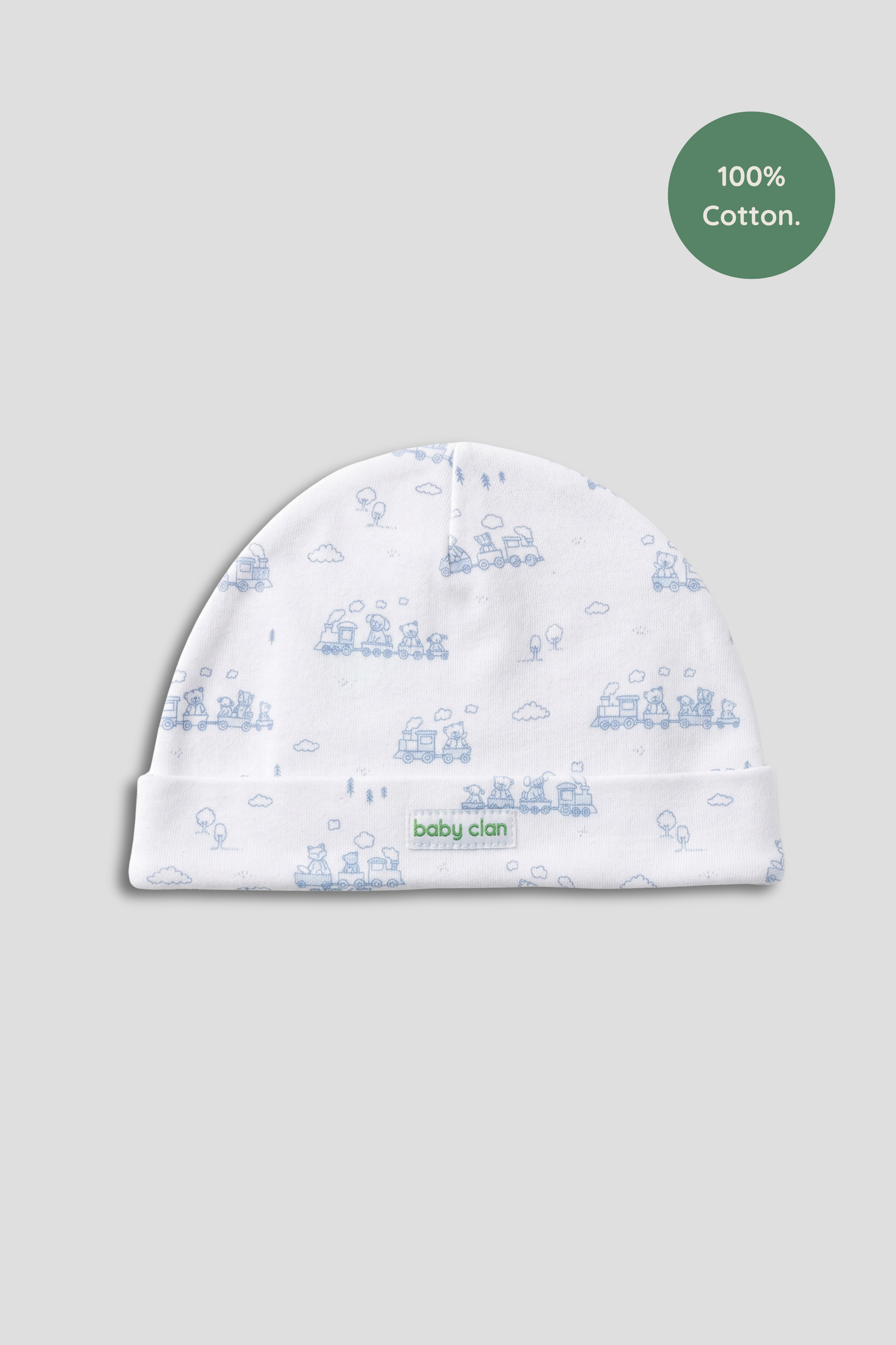 BOYS BLUE TRAIN BABY HAT