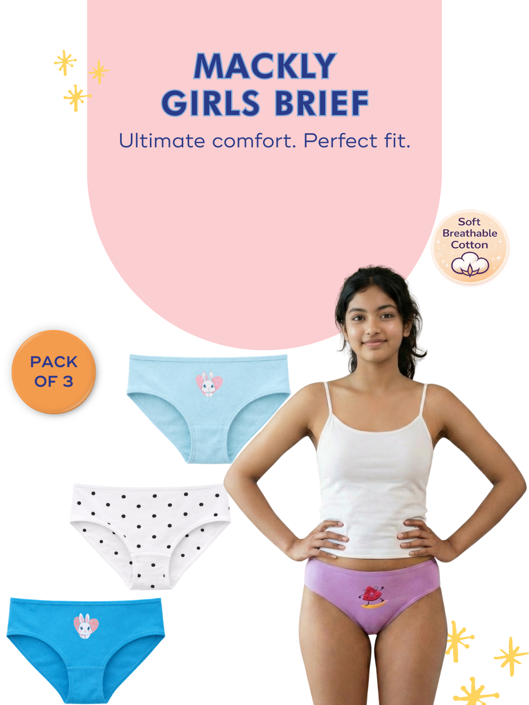 BUNNY HUGS KIDS GIRLS CLASSIC FIT BRIEF