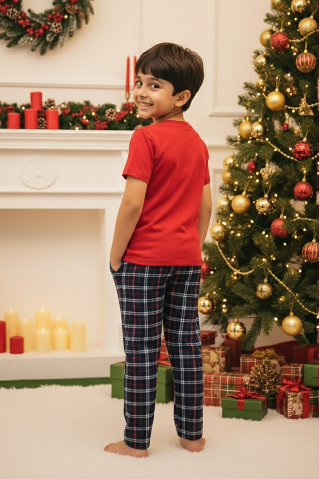 MERRY & BRIGHT KIDS UNISEX SHORT SLEEVE PANT SET