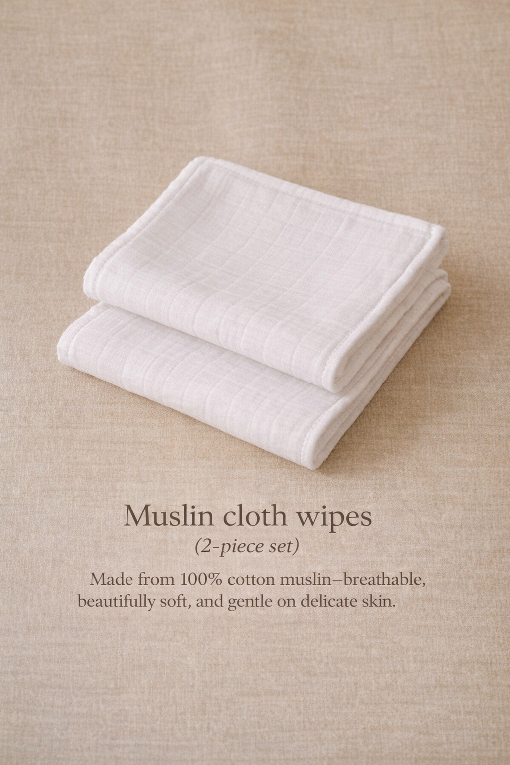 WHITE MUSLIN CLOTH WIPE – 2 PCS SET