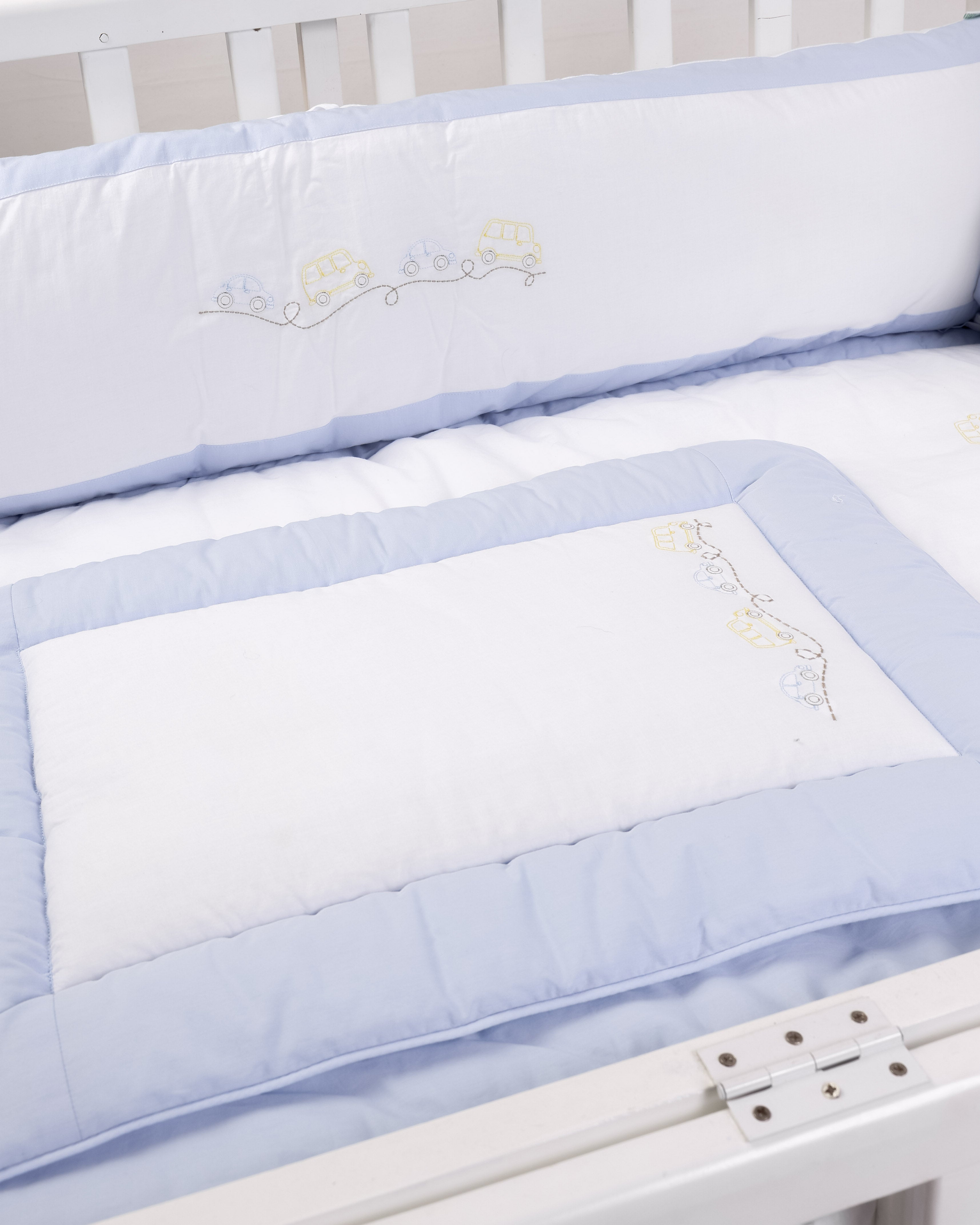 Boys Vroom Blue Cot Bumpers