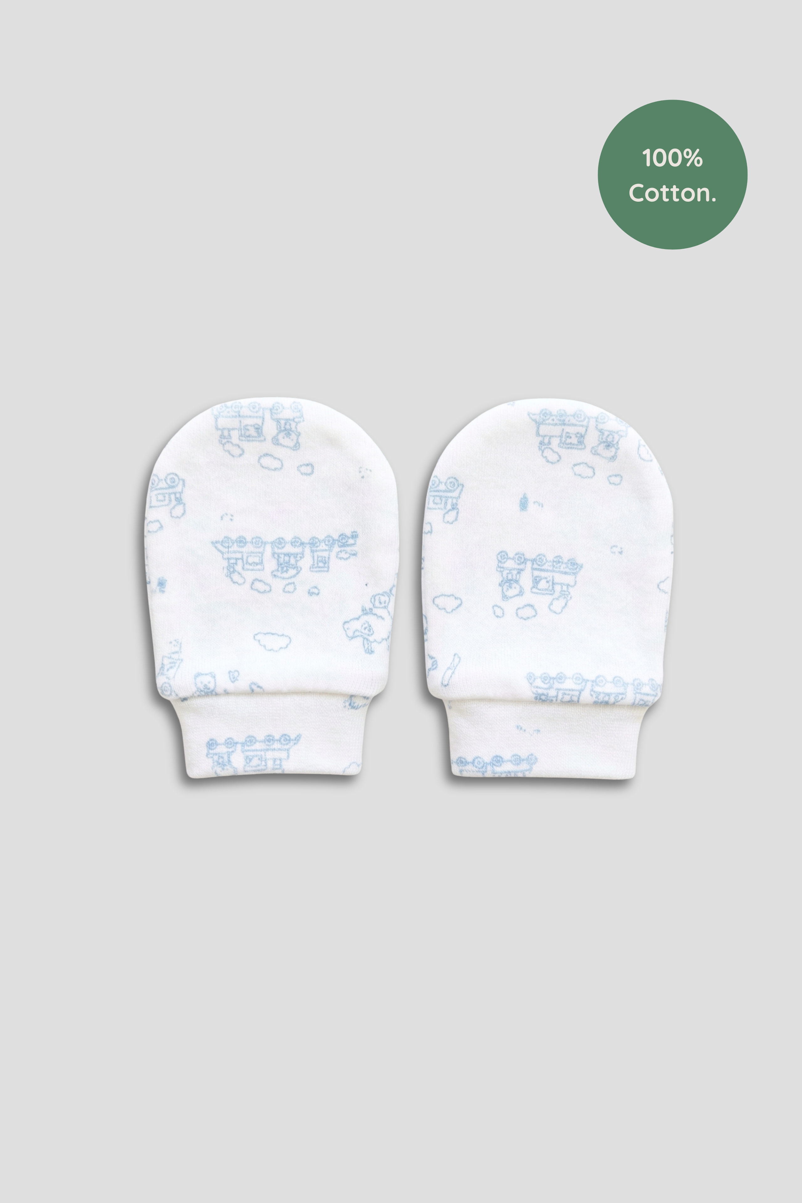 BOYS BLUE TRAIN BABY MITTENS