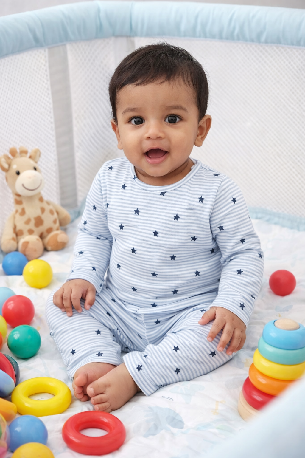 BOYS BLUE STAR LONG SLEEVE PANT SET