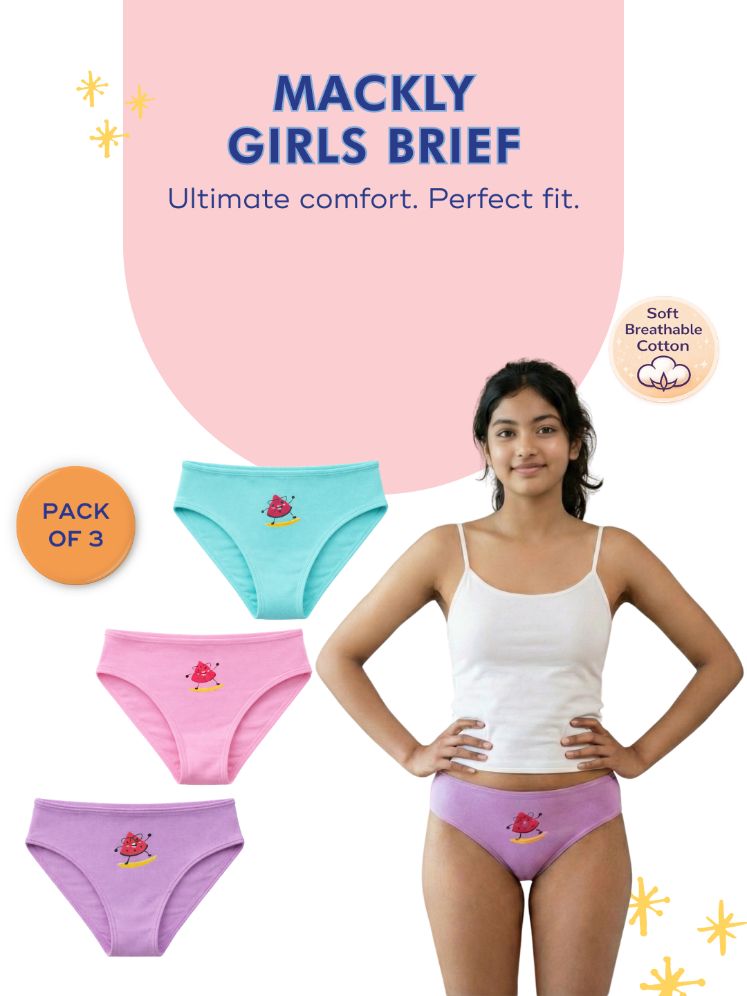 MELON KIDS GIRLS EASY FIT BRIEF