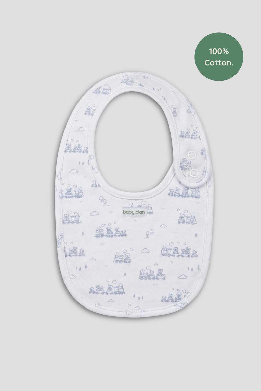 BOYS BLUE TRAIN BABY BIB