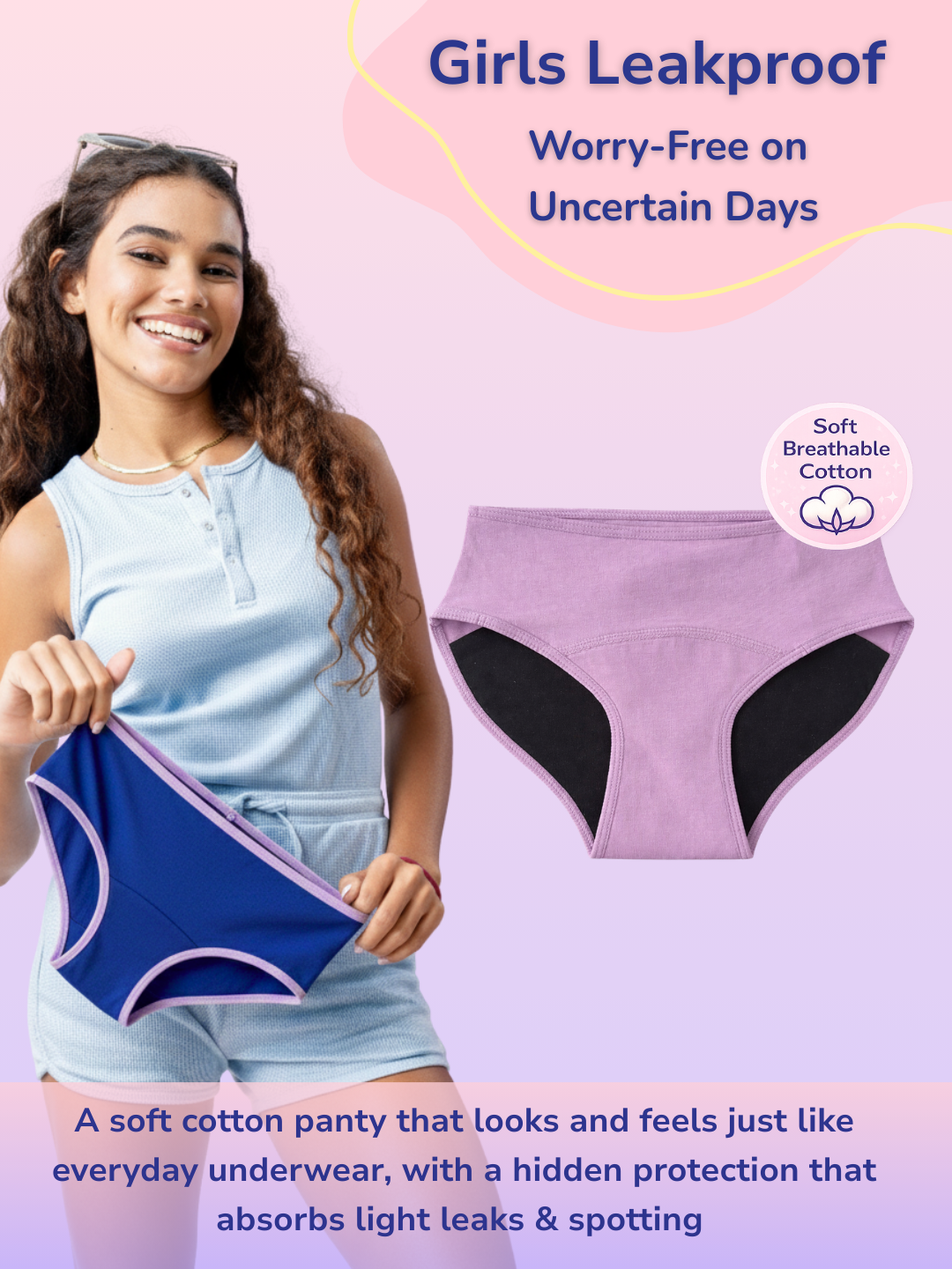 LAVENDER GIRLS HIGH-RISE LEAK PROOF