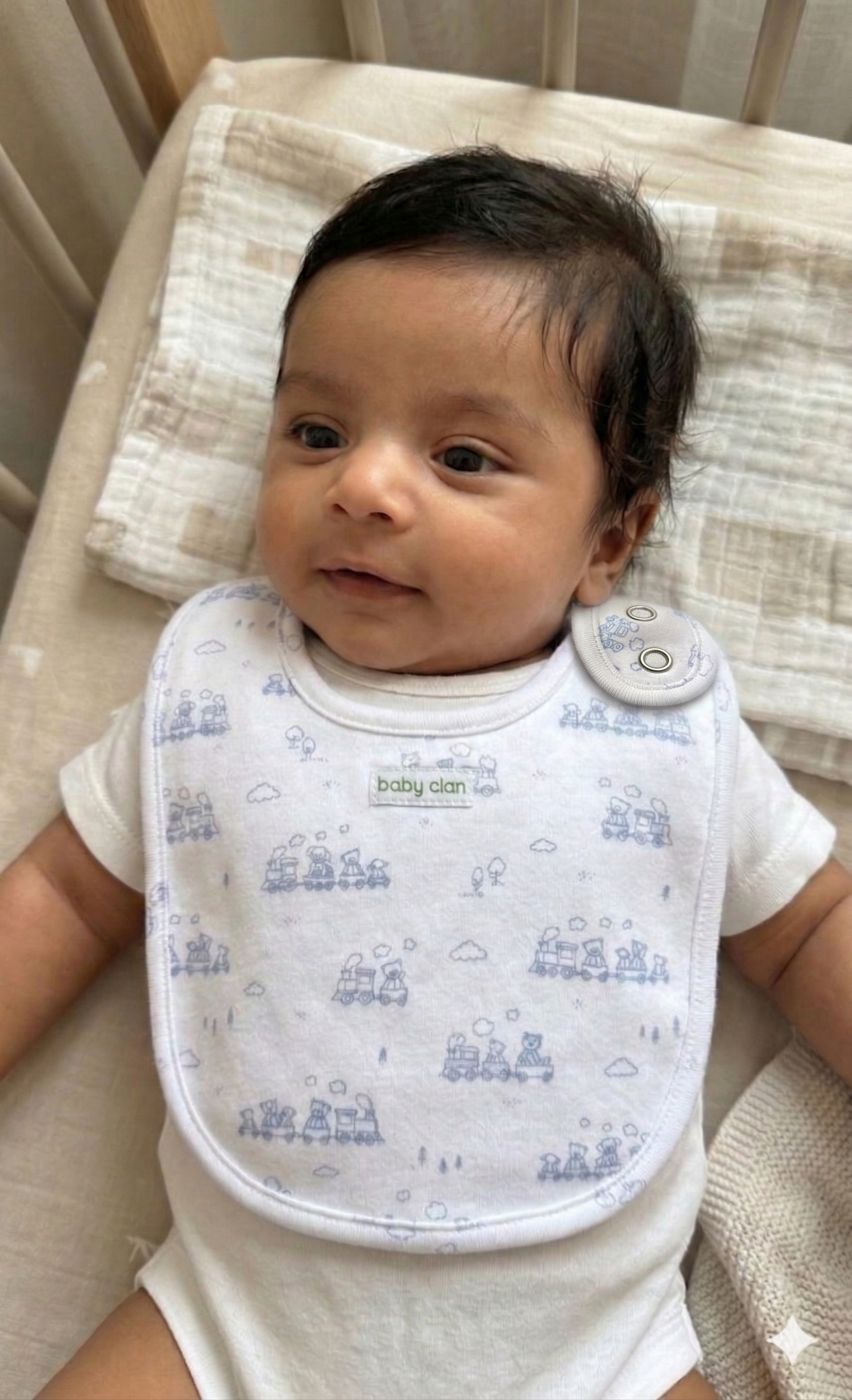 BOYS BLUE TRAIN BABY BIB