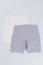 WHITE GREY MARL GIRLS INNER SHORT  - PACK OF 2