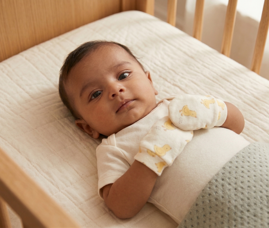 YELLOW DUCKLING BABY MITTENS