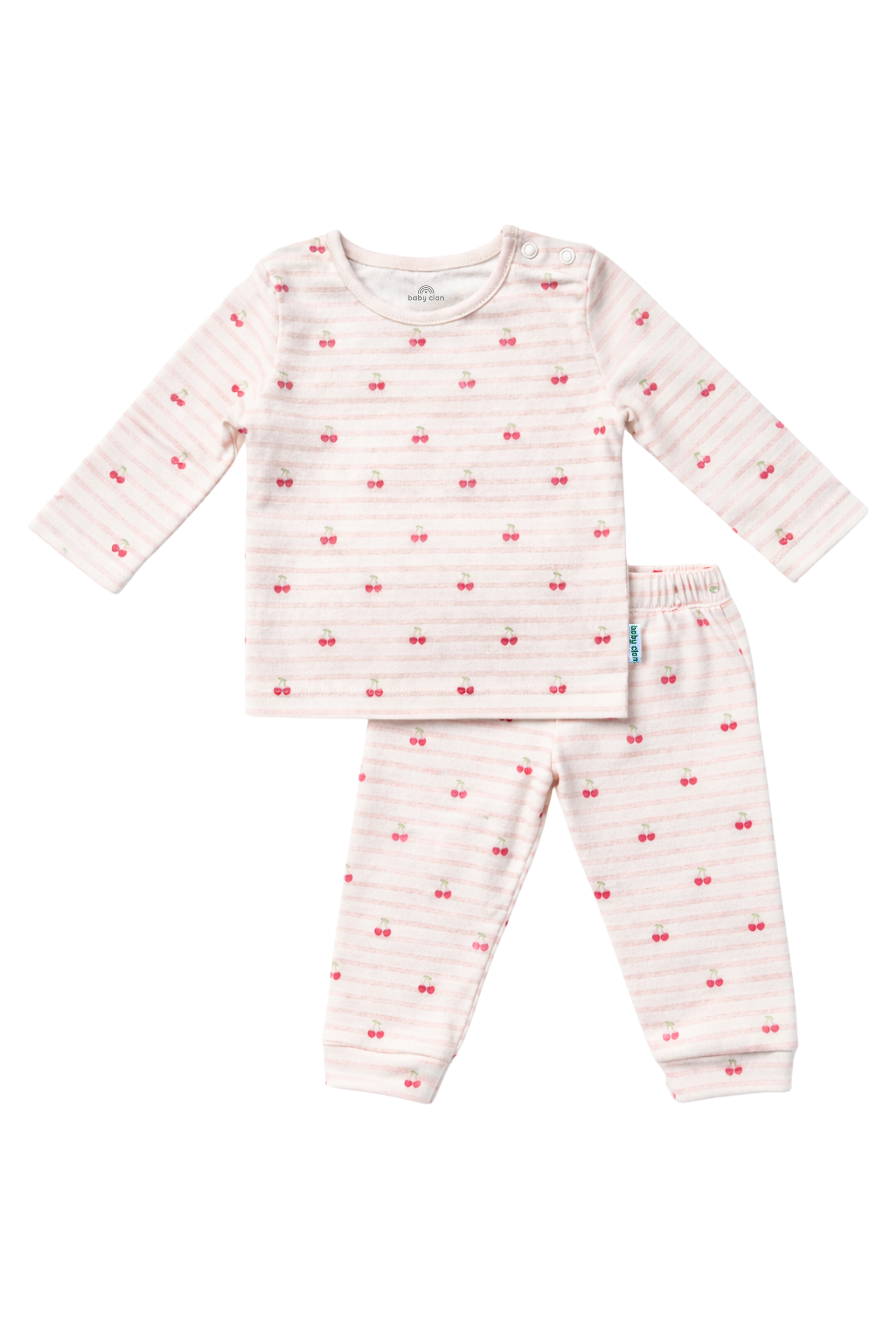 GIRLS CHERRY HEART LONG SLEEVE PANT SET