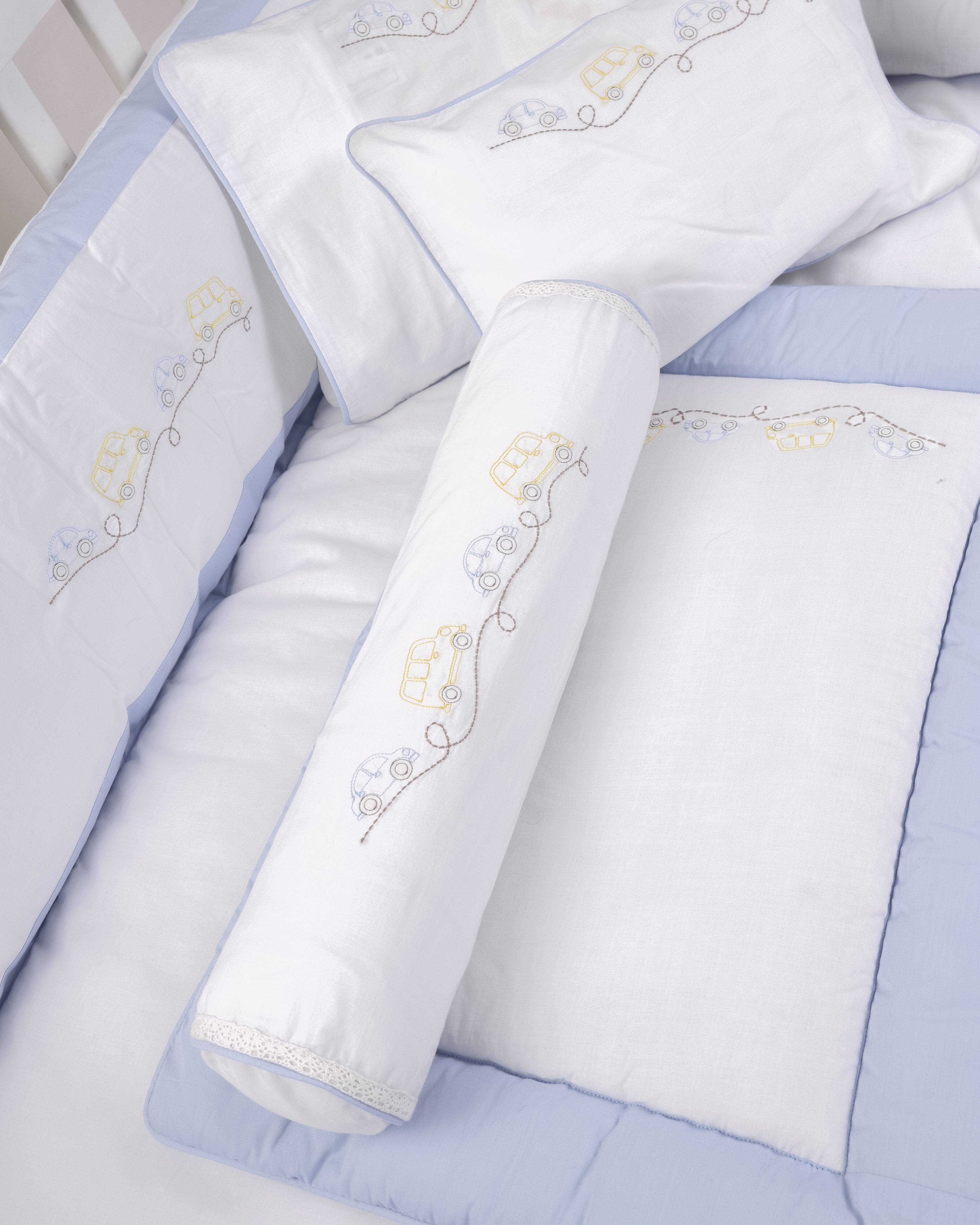 Boys Vroom Blue Cotton Cot Sheet