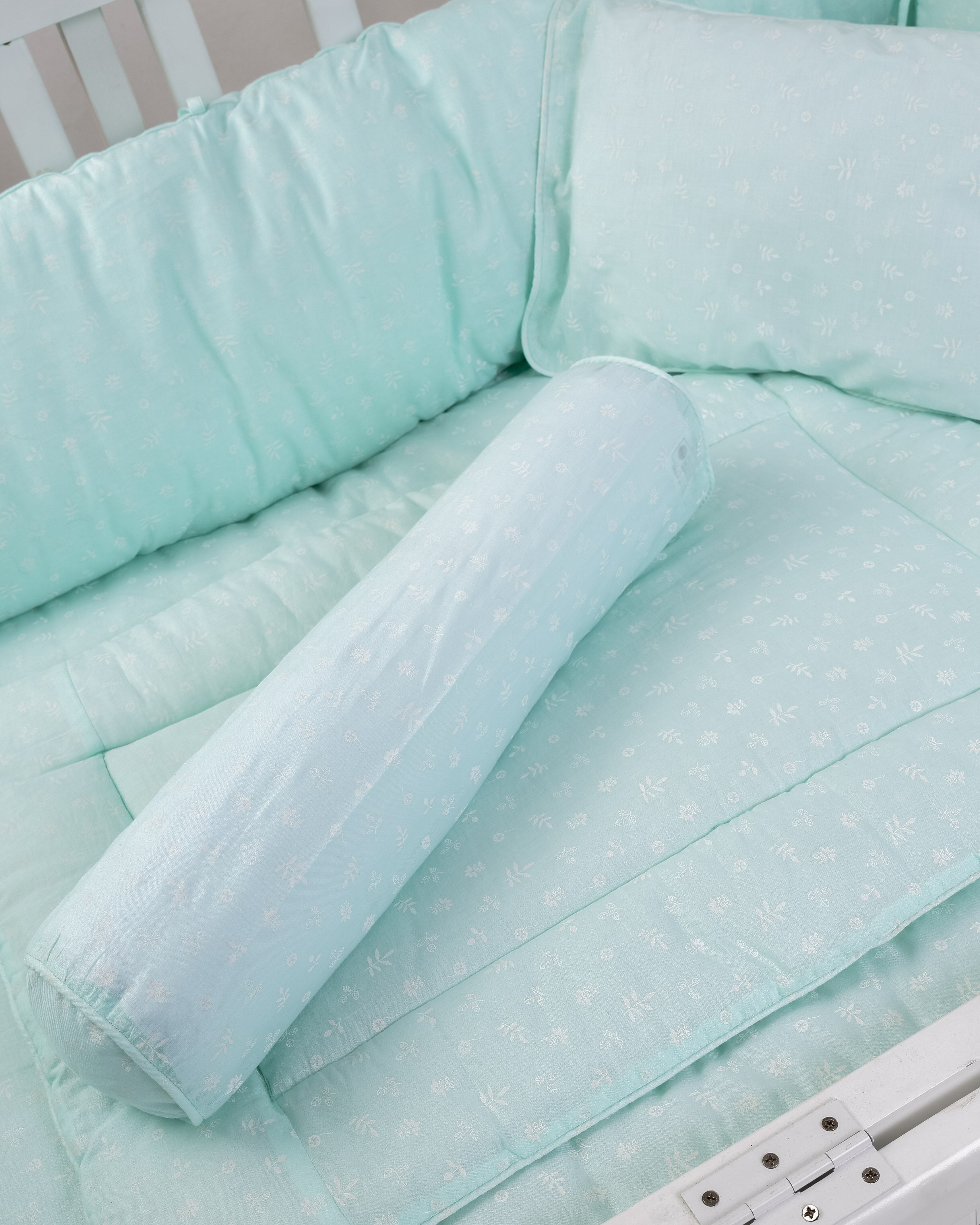 Unisex Green Cotton Cot Sheet