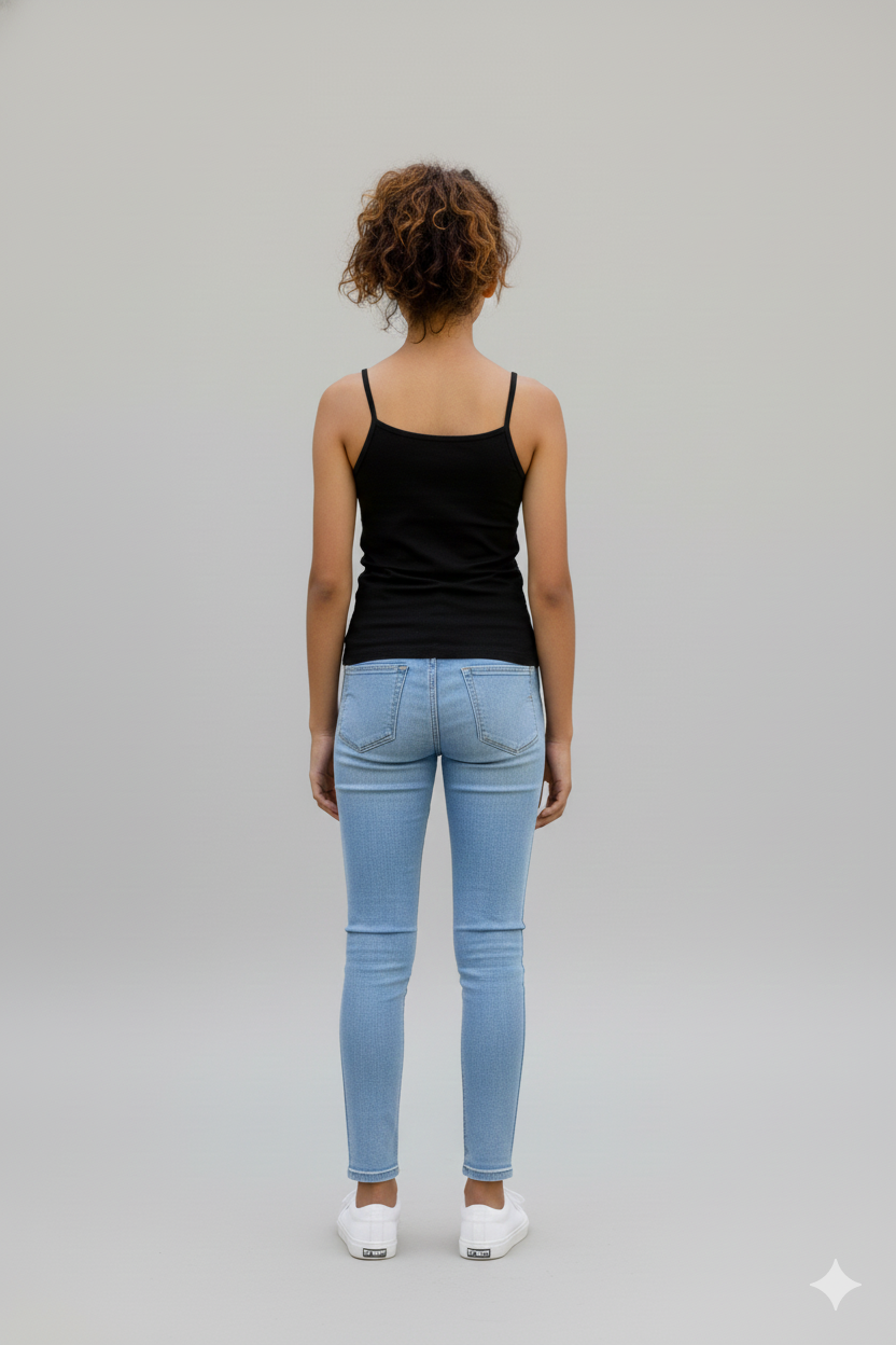 BLACK CAMISOLE WITH INBUILT BRA – GIRLS