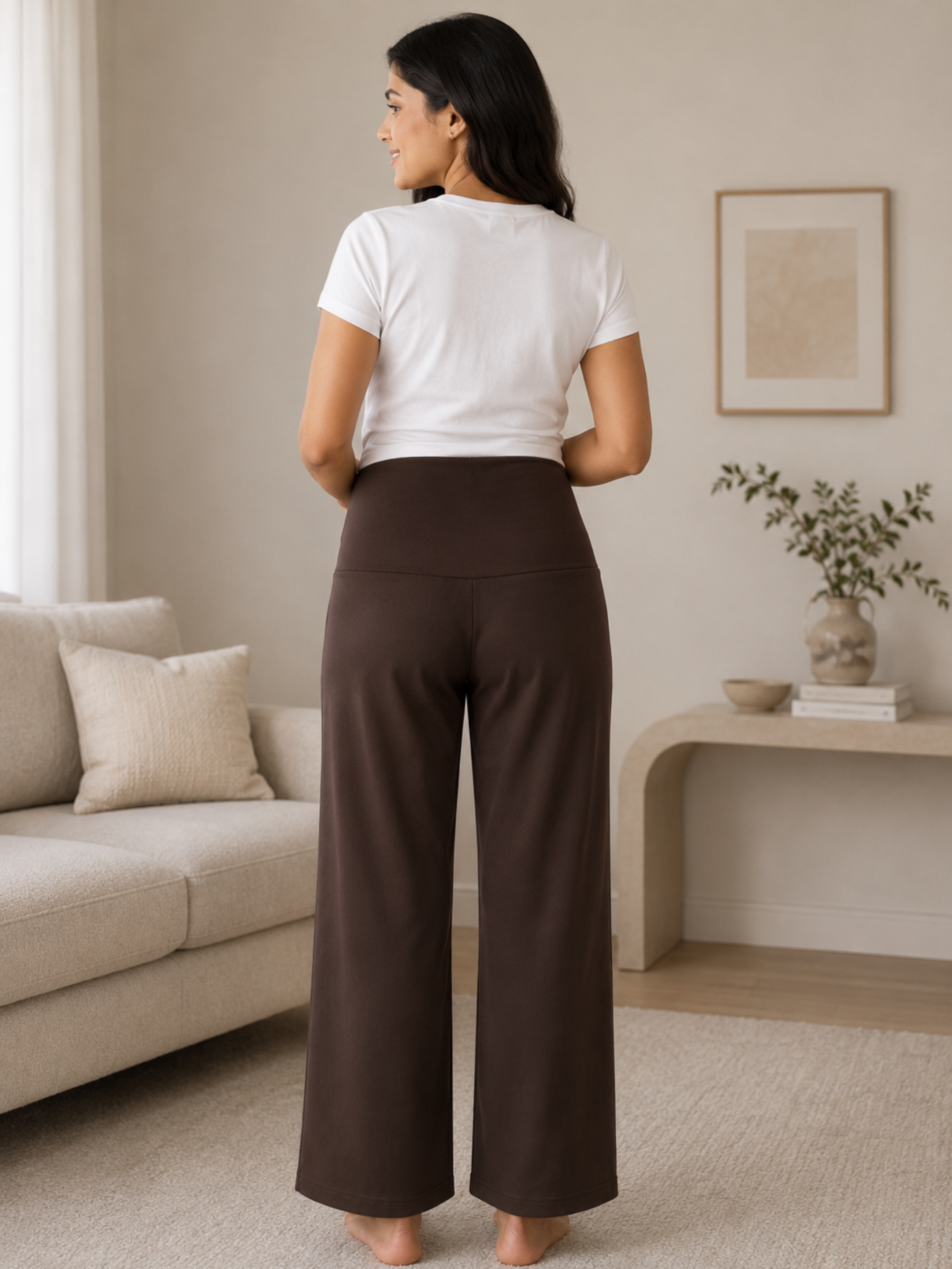 BROWN MATERNITY WIDE LEG PANT