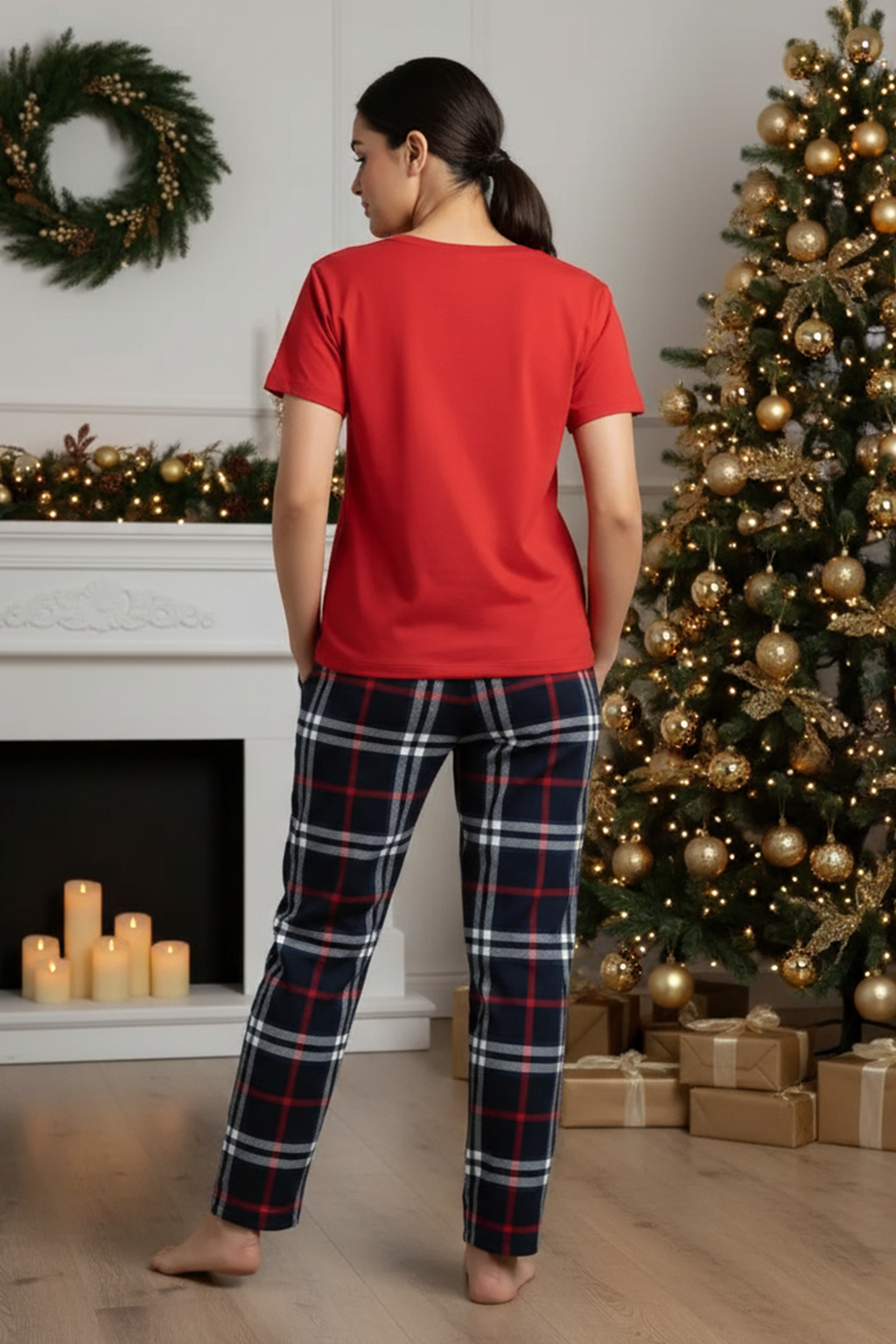 MERRY & BRIGHT LADIES COTTON SHORT SLEEVE PANT SET