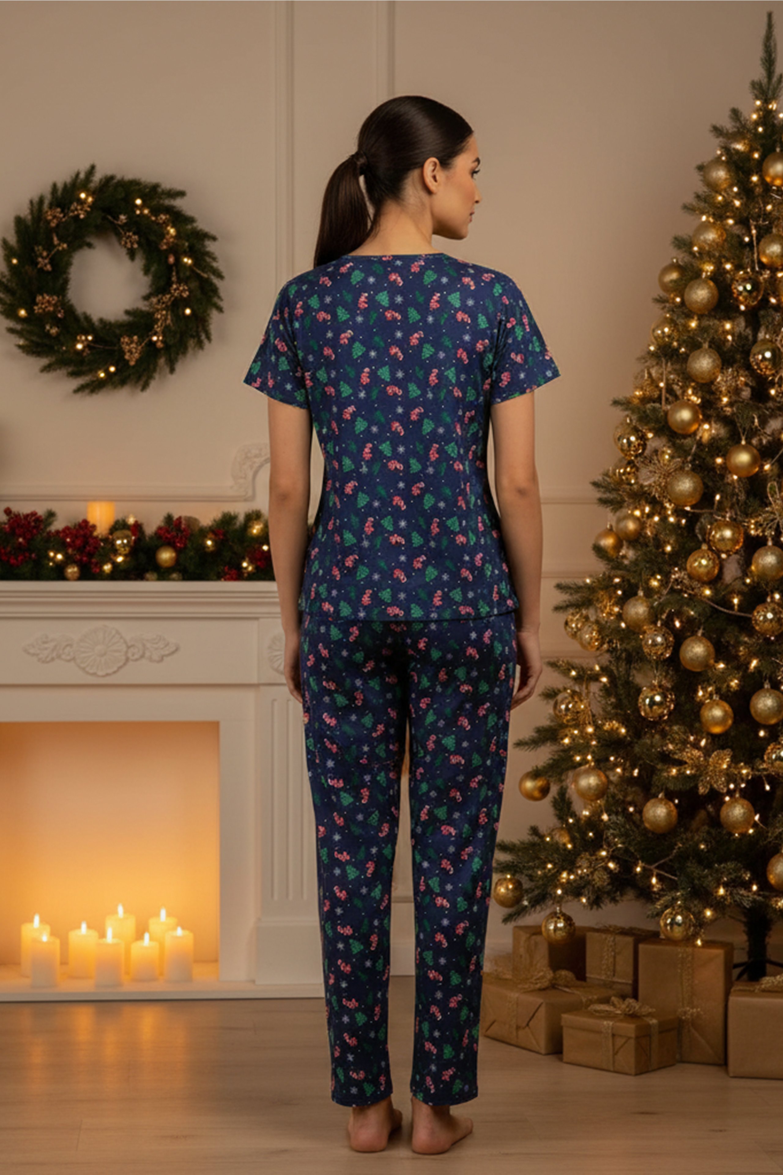 PEPPERMINT PINES LADIES SHORT SLEEVE PANT SET