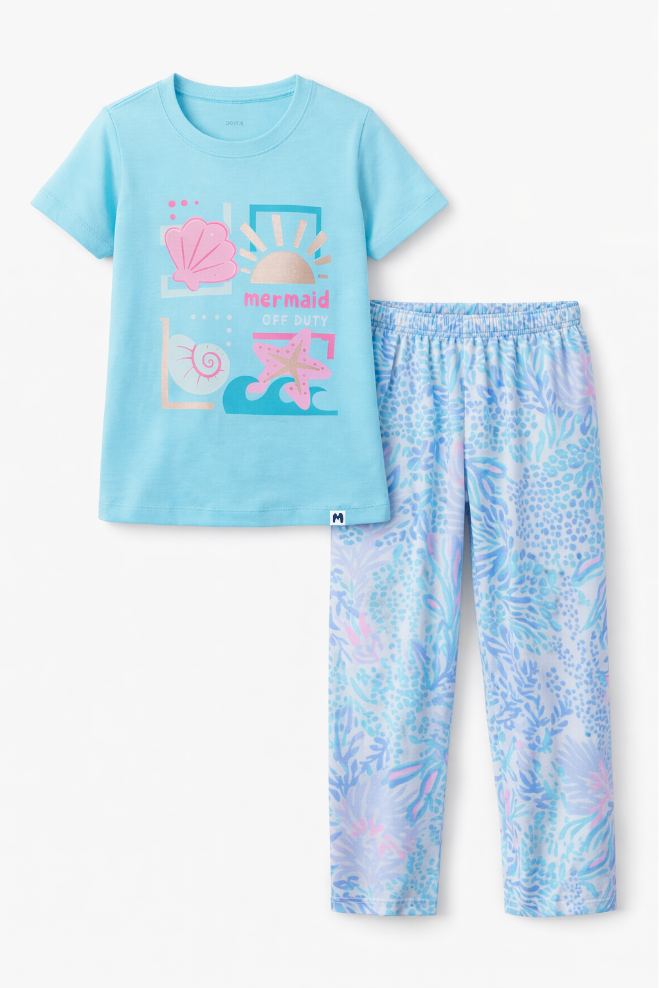 MERMAID OFF DUTY GIRLS SHORT SLEEVE PANT SET