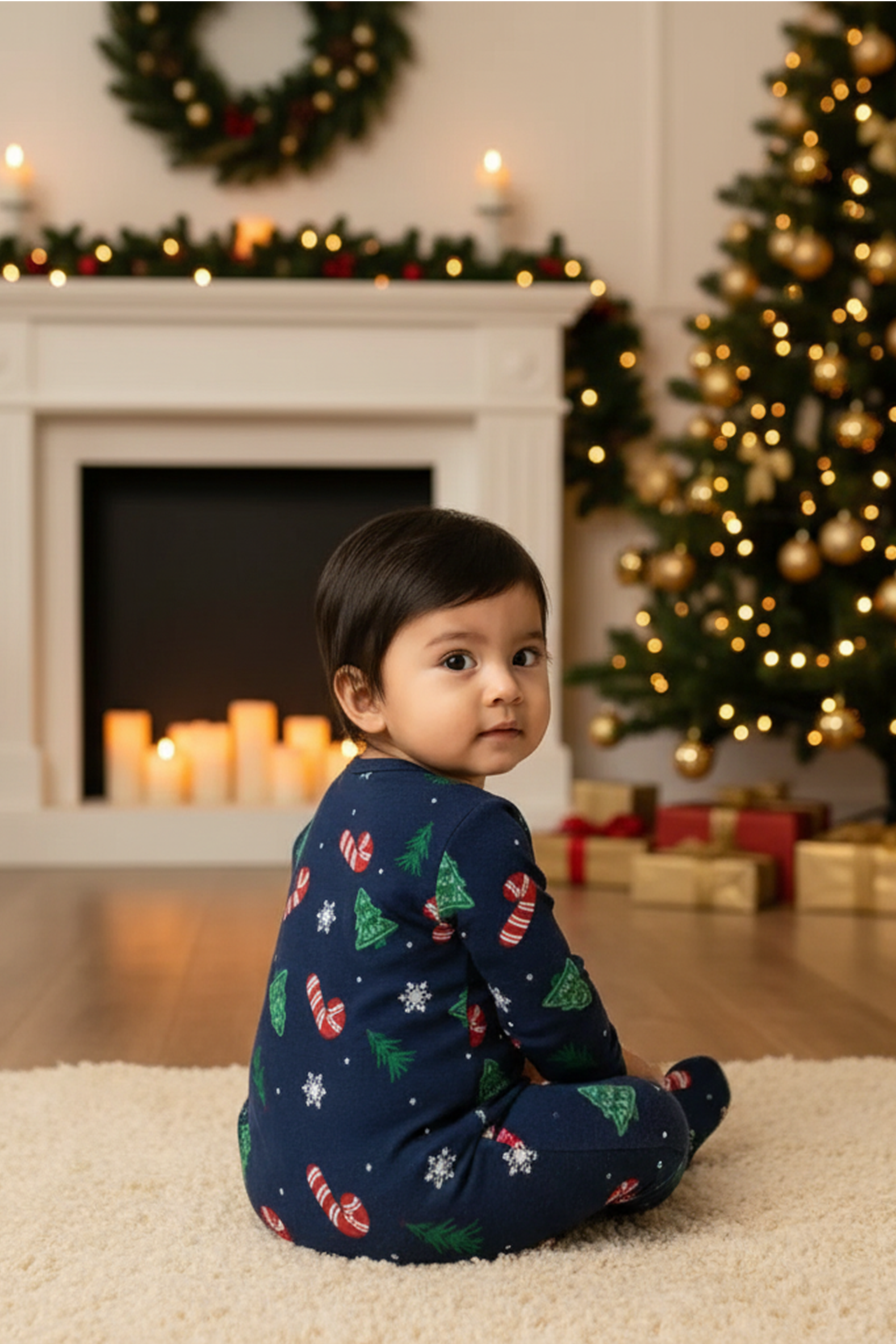 PEPPERMINT PINES BABY UNISEX SLEEPSUIT