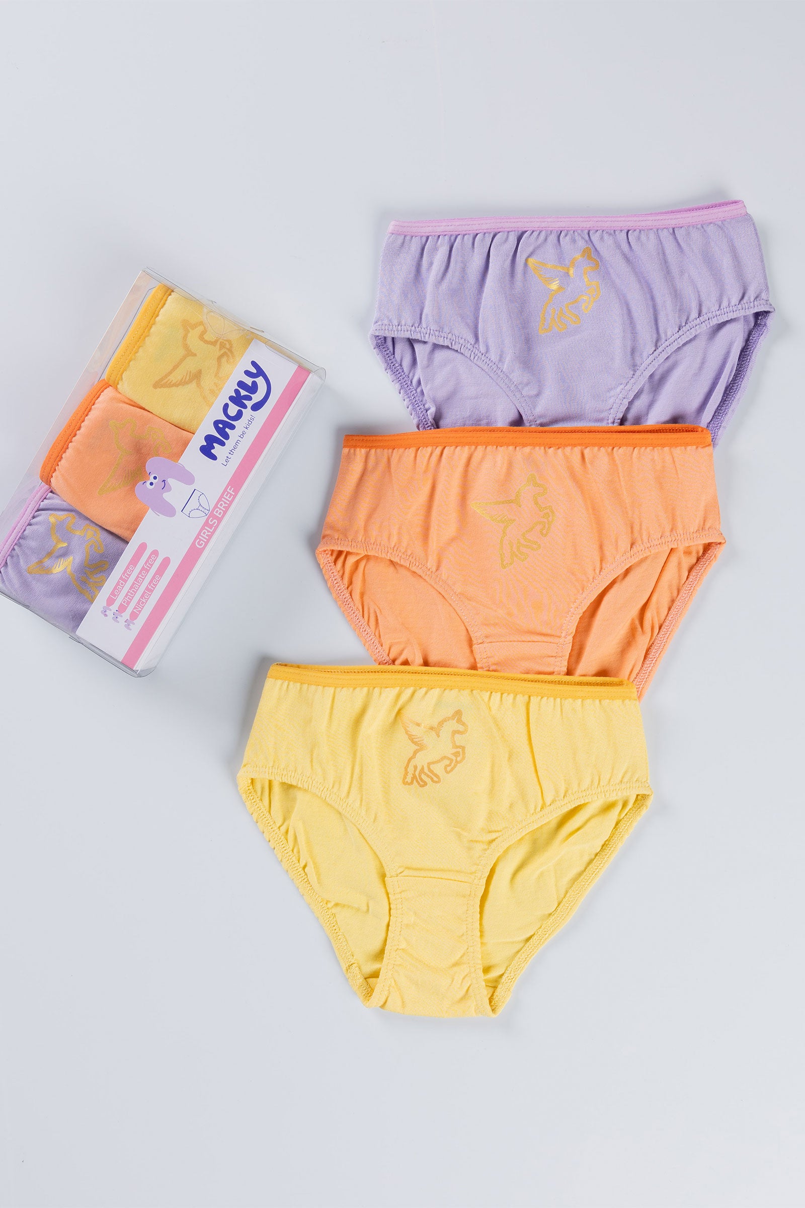 UNICORN GLITTER GIRLS BRIEF - PACK OF 3
