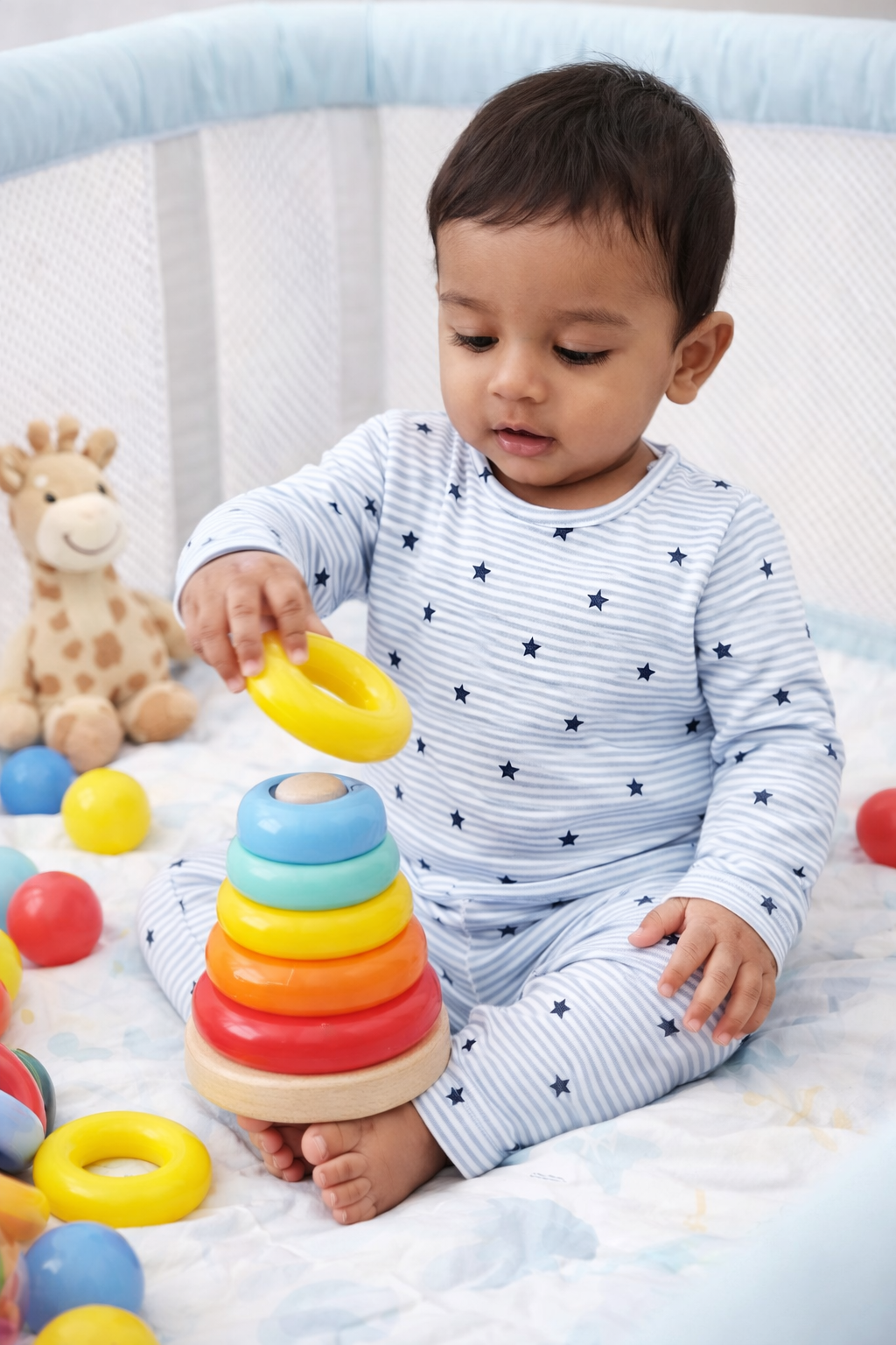 BOYS BLUE STAR LONG SLEEVE PANT SET