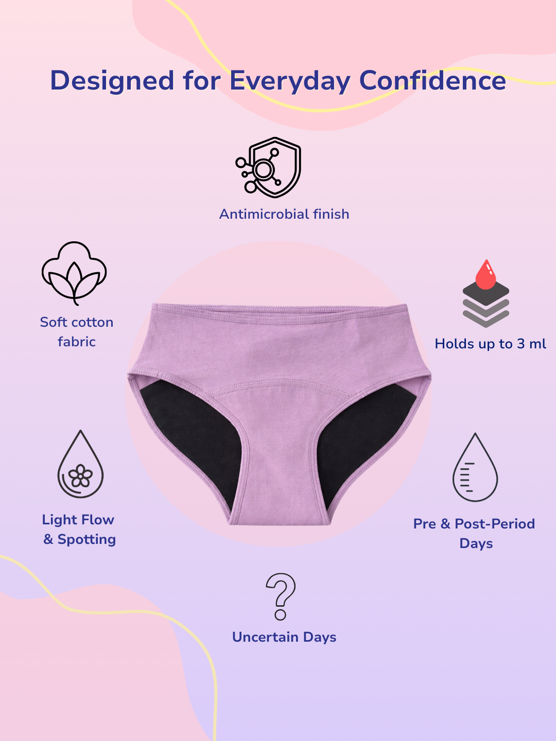 LAVENDER GIRLS HIGH-RISE LEAK PROOF