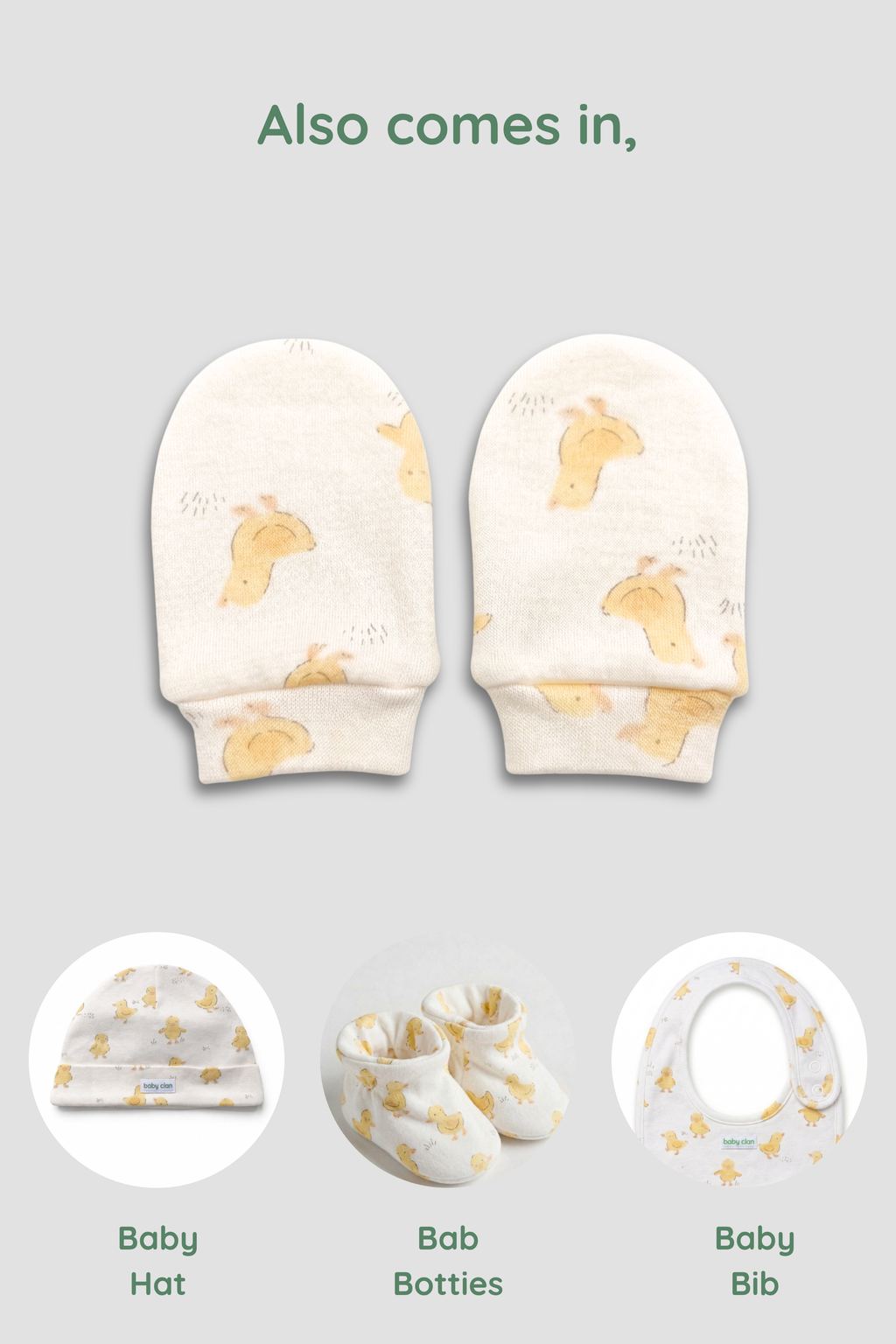 YELLOW DUCKLING BABY MITTENS