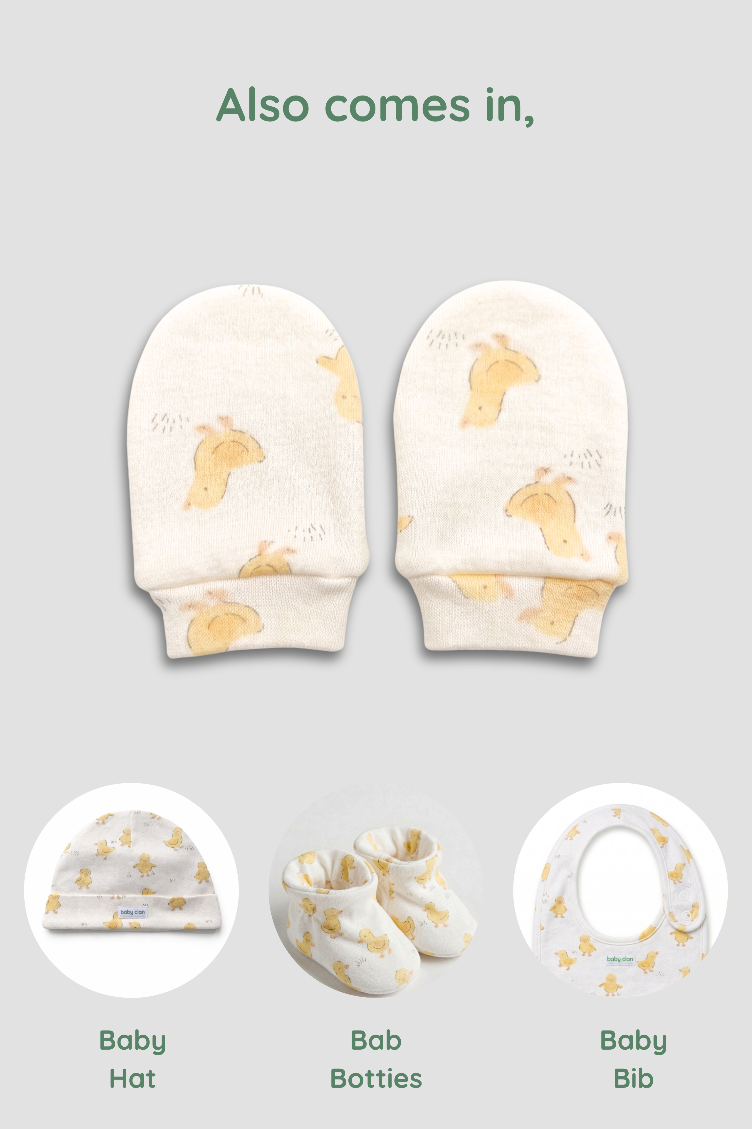 YELLOW DUCKLING BABY MITTENS