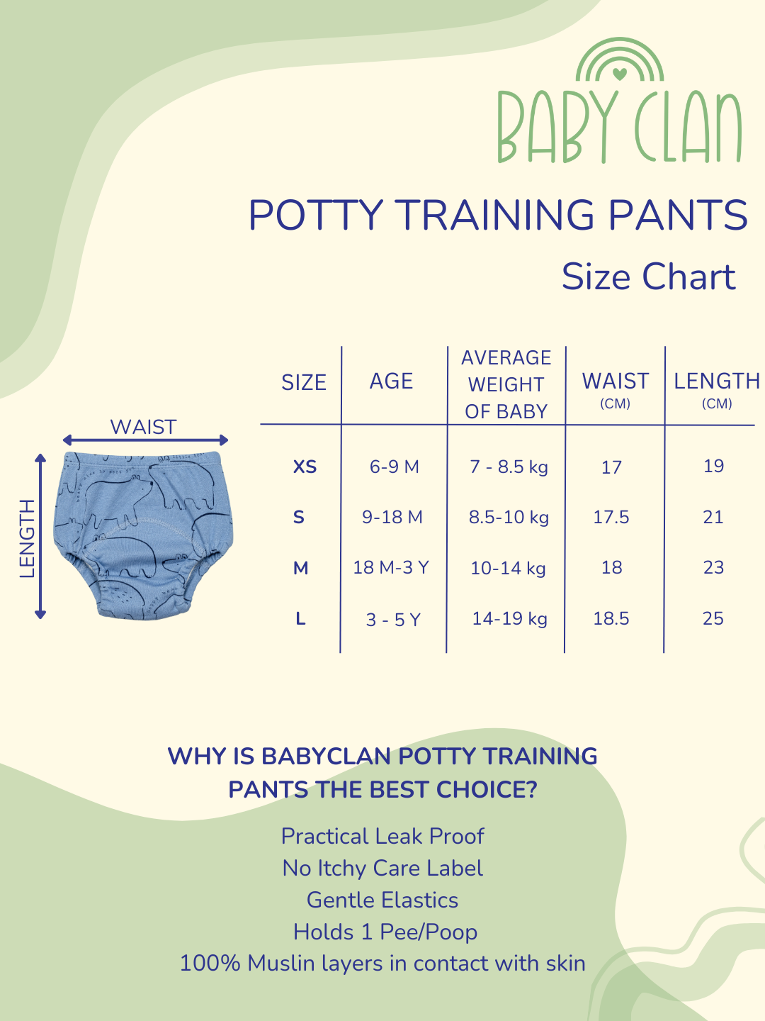 3 PACK BUNNY UNISEX POTTY TRAINING PANTS