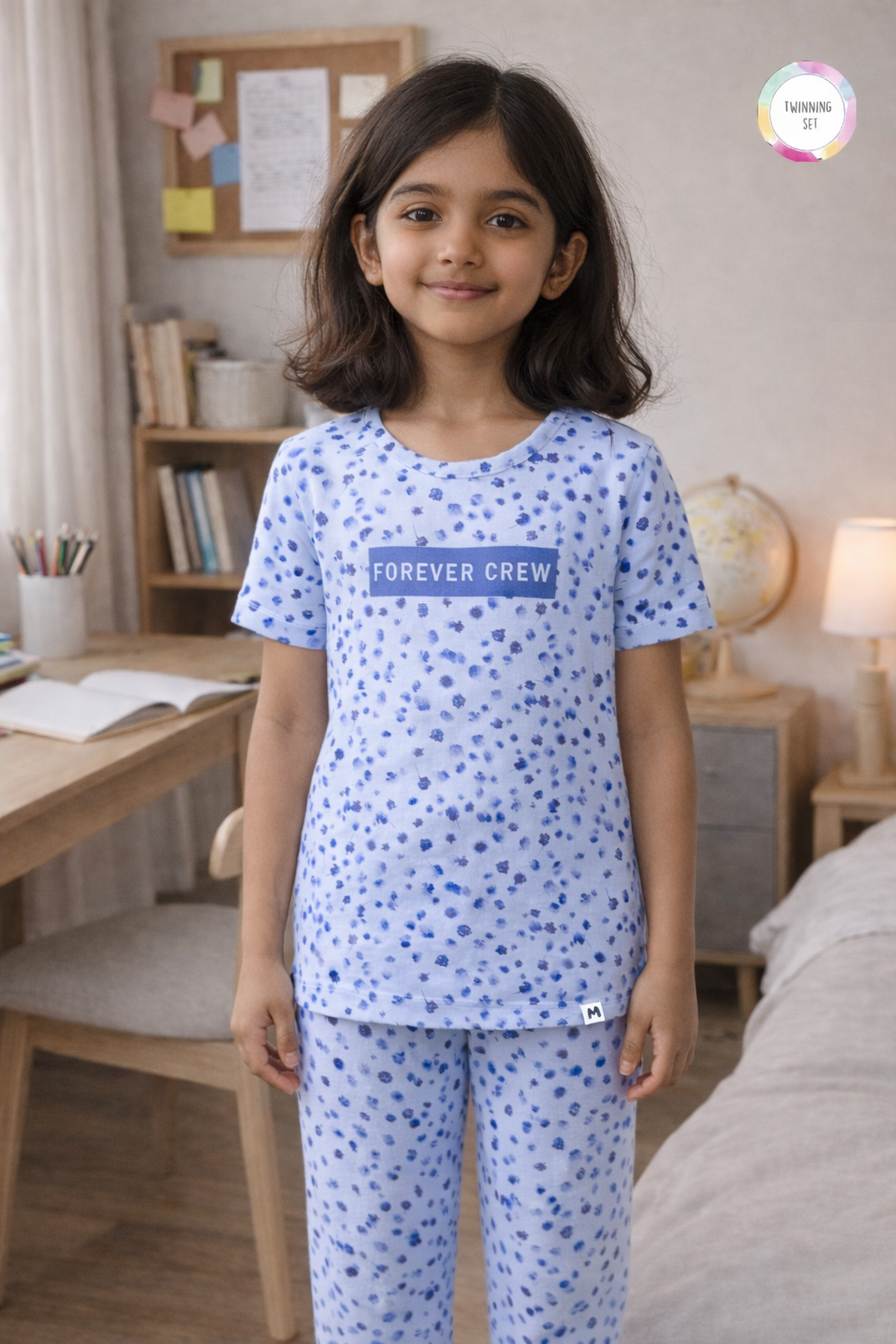 FOREVER CREW GIRLS SHORT SLEEVE PANT SET