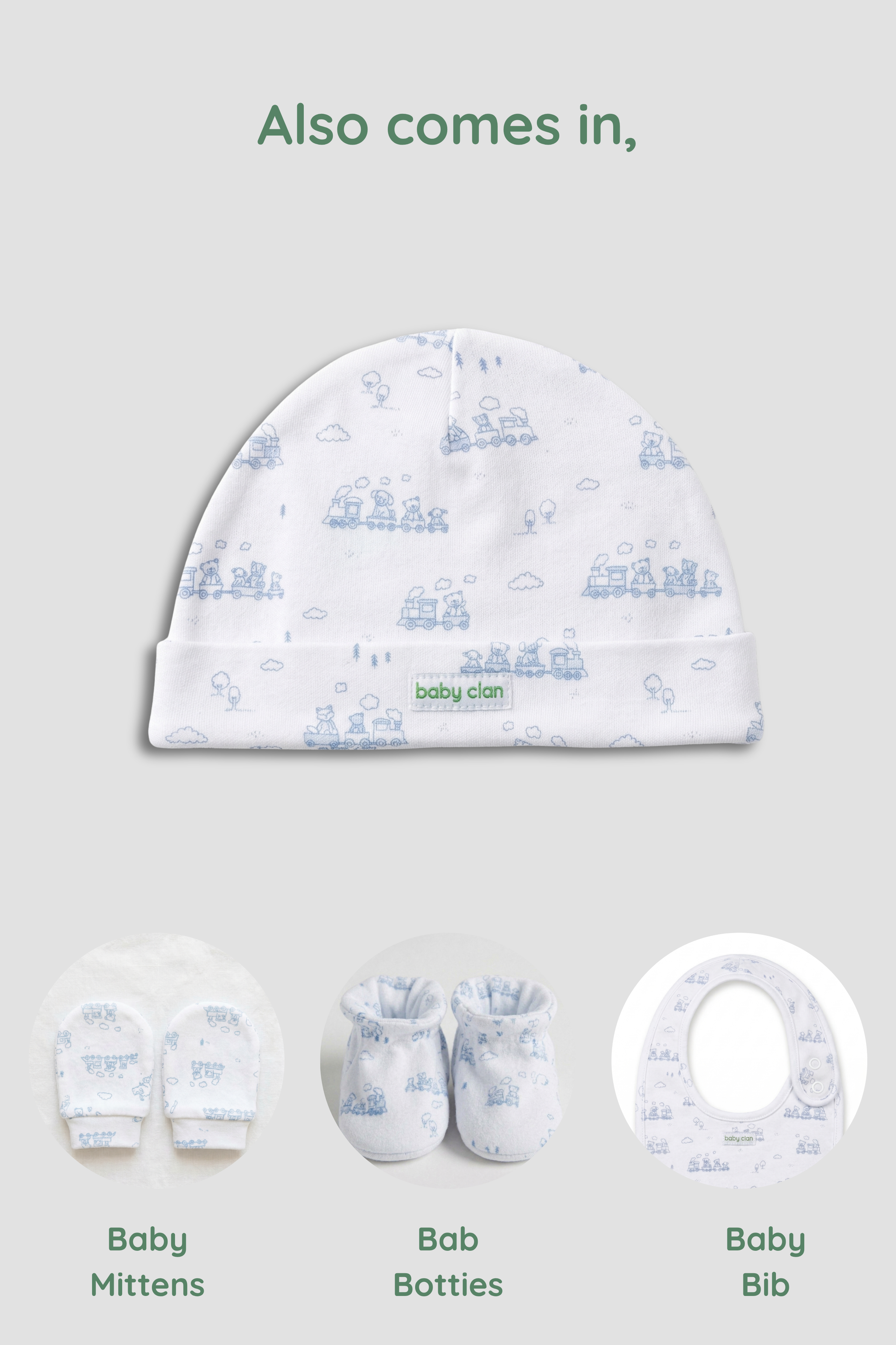 BOYS BLUE TRAIN BABY HAT