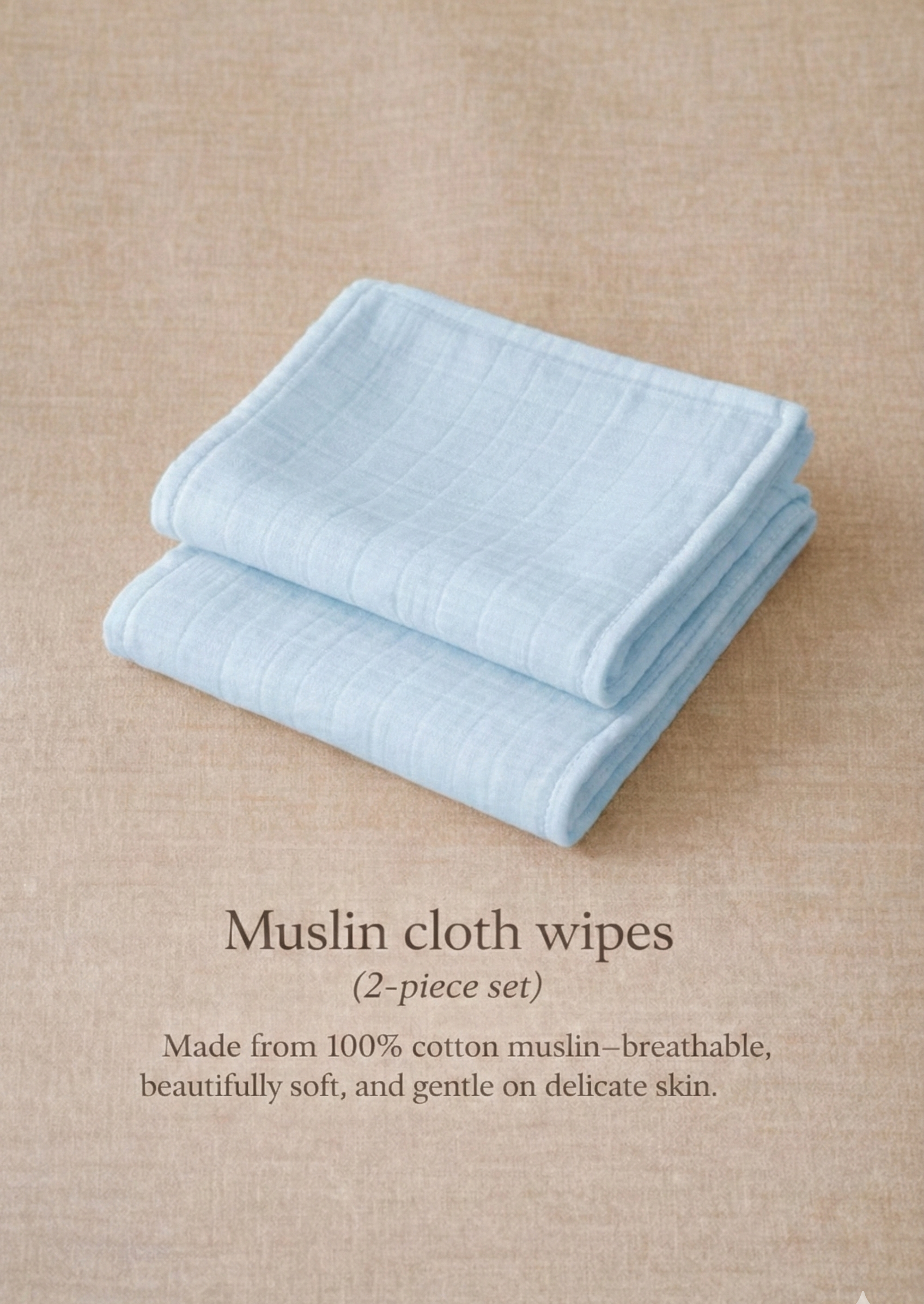 BLUE MUSLIN CLOTH WIPE – 2 PCS SET