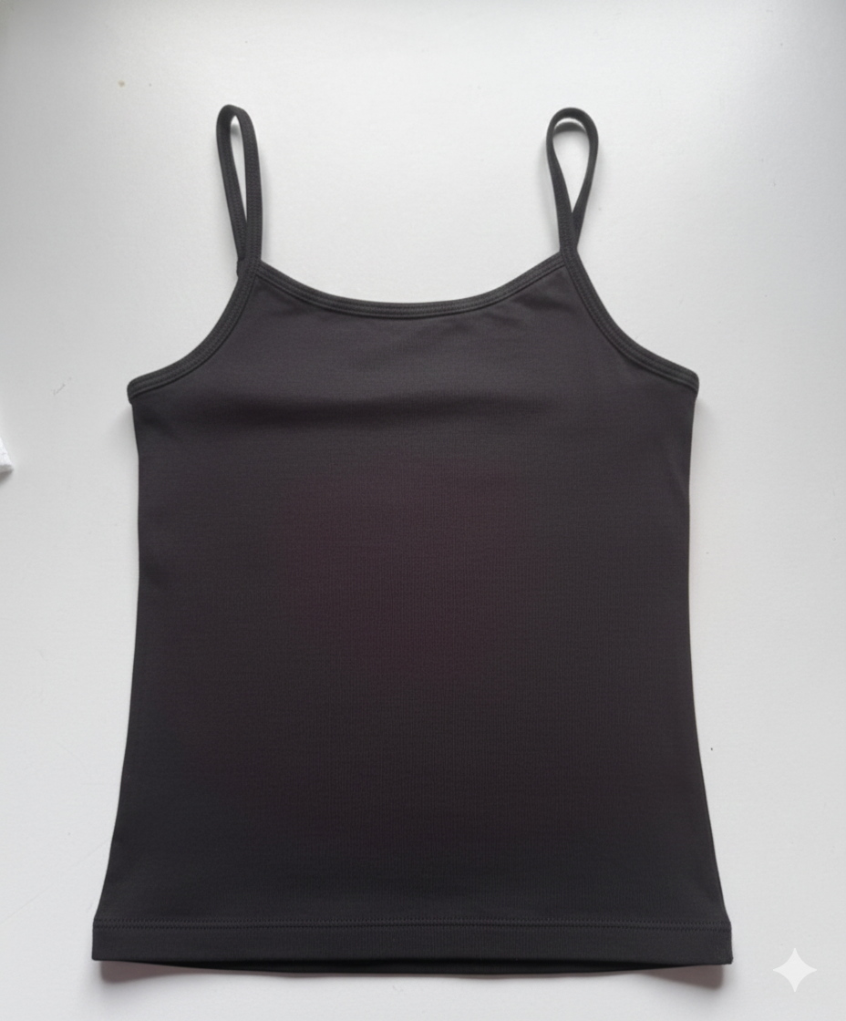 BLACK CAMISOLE WITH INBUILT BRA – GIRLS