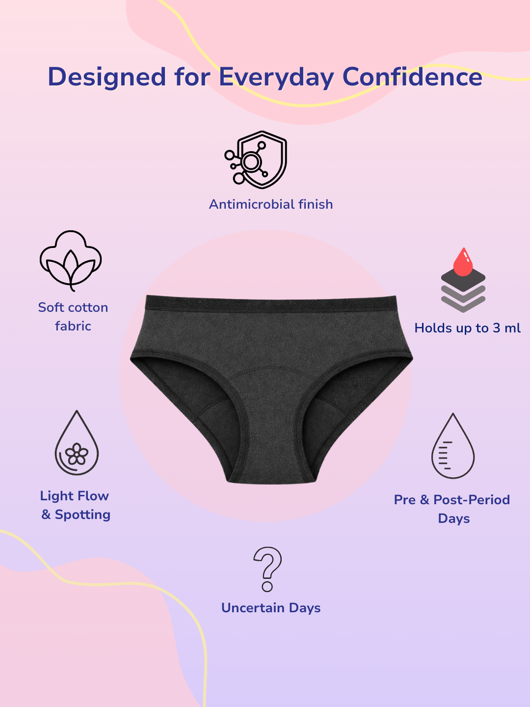 CHARCOAL GIRLS MID-RISE LEAK PROOF